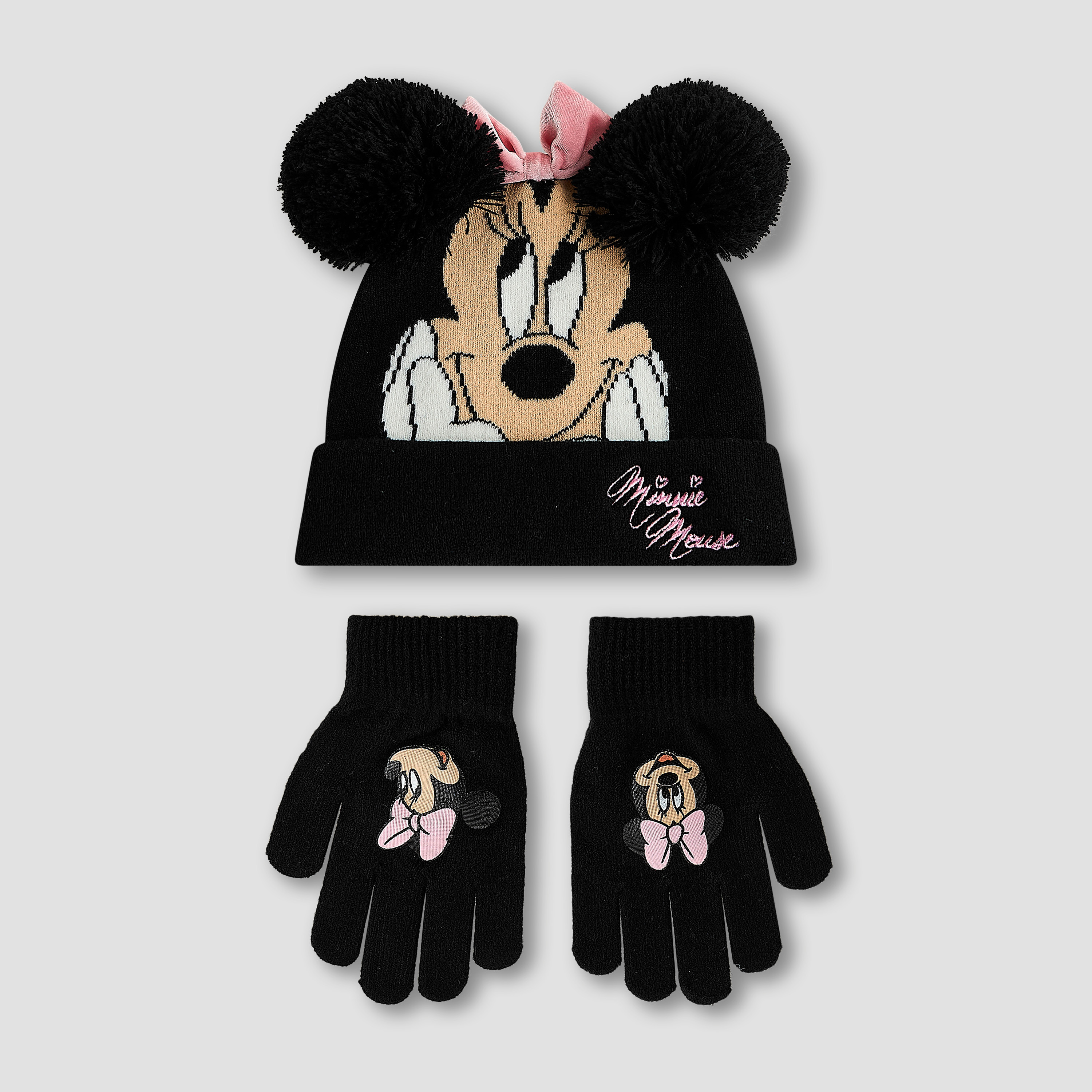 Disney Winter Beanie and Gloves with Minnie Mouse Print-girls-clothing-winterwear-winteraccessories-image-1