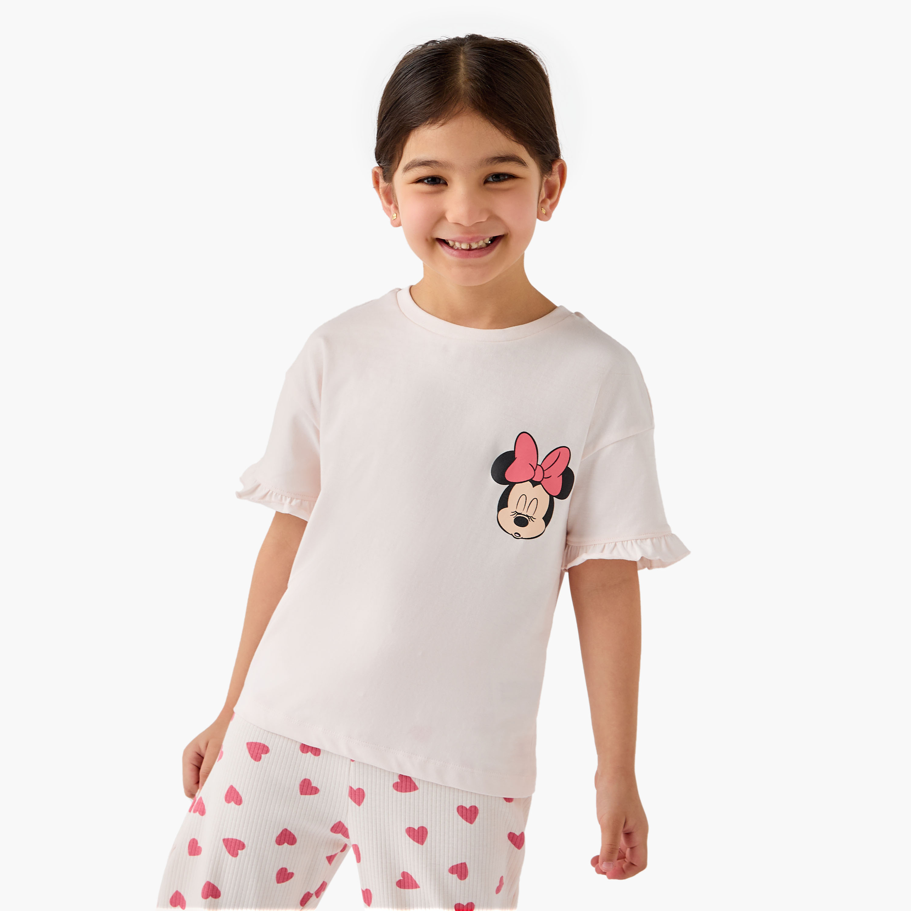 Disney Minnie Mouse Print T-shirt and Pyjama Set-girls-clothing-nightwear-image-2