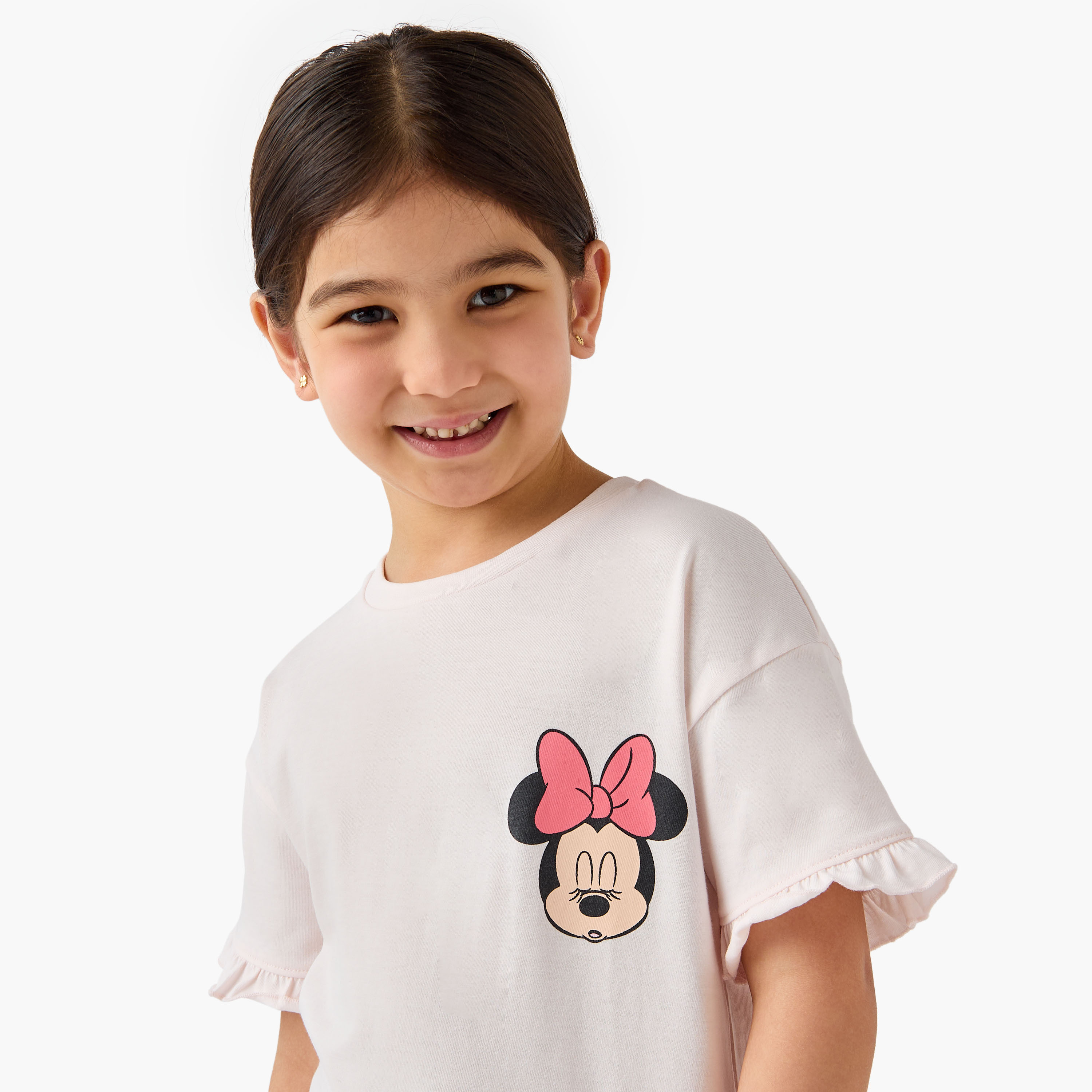 Disney Minnie Mouse Print T-shirt and Pyjama Set-girls-clothing-nightwear-image-5