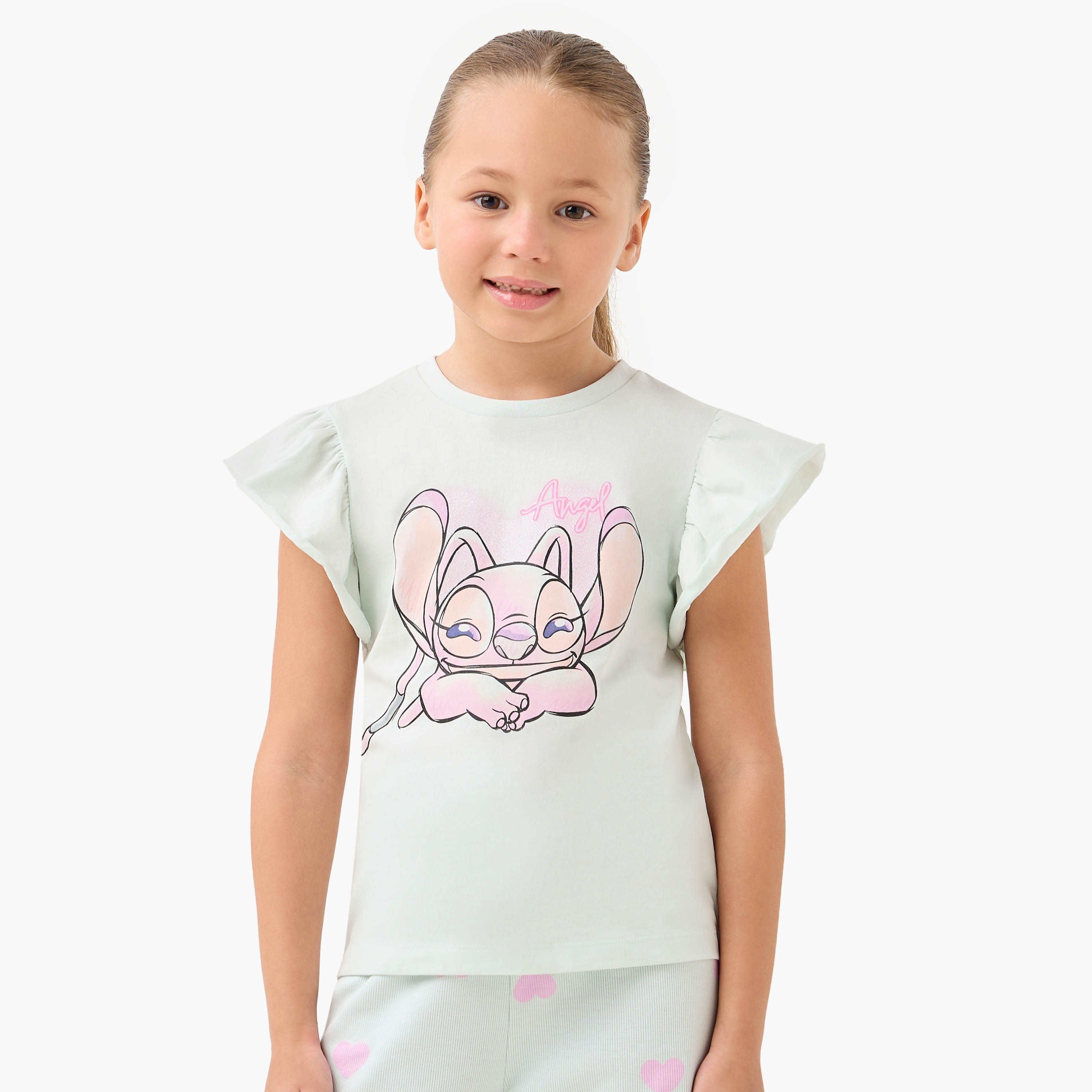 Disney Stitch Print T-shirt and Pyjama Set-baby-girls-clothing-nightwear-pyjamasets-image-2
