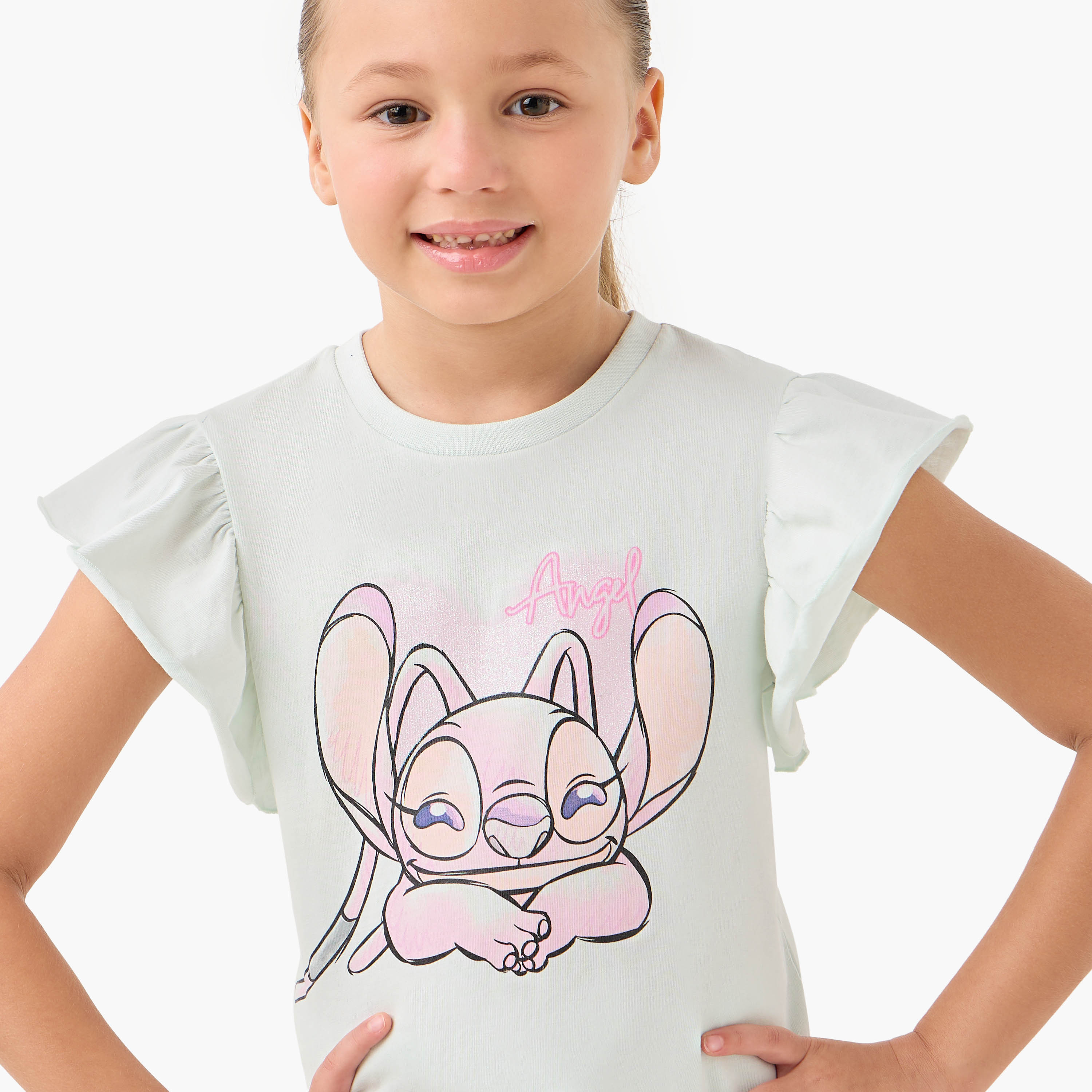 Disney Stitch Print T-shirt and Pyjama Set-baby-girls-clothing-nightwear-pyjamasets-image-5