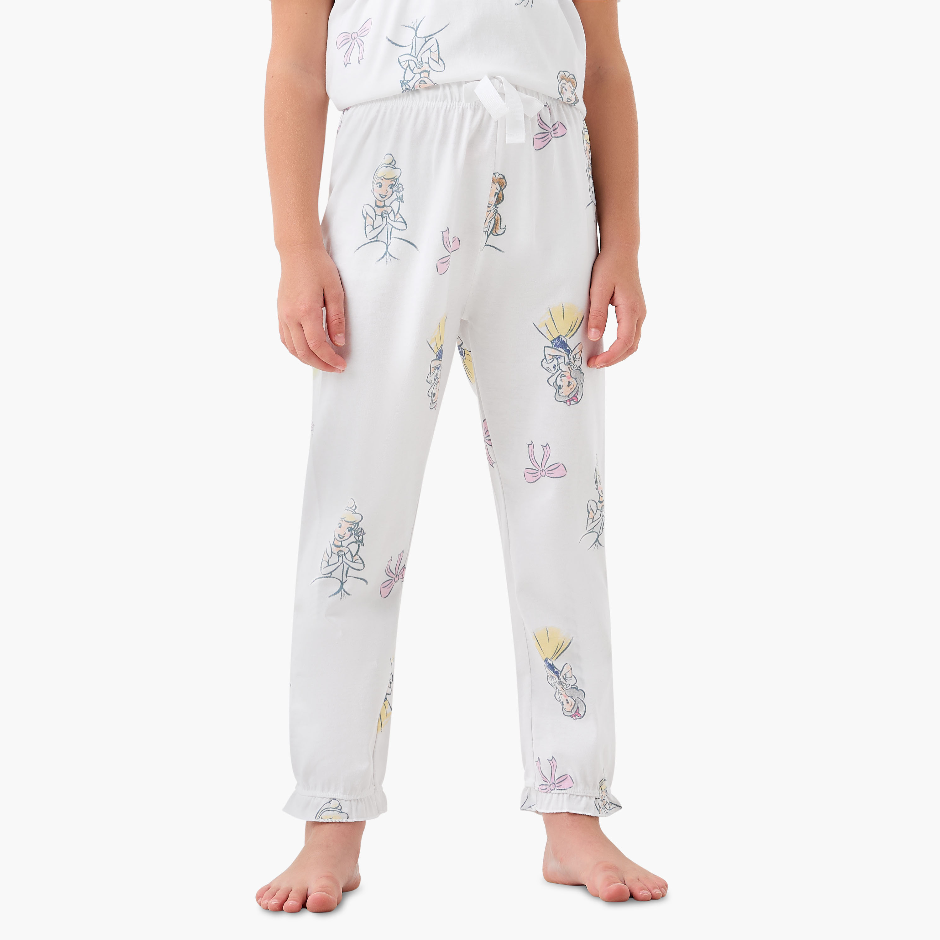 طقم بيجاما بطبعات للبنات من ديزني - قطن - أكمام قصيرة - ياقة ضيقة-baby-girls-clothing-nightwear-pyjamasets-image-4