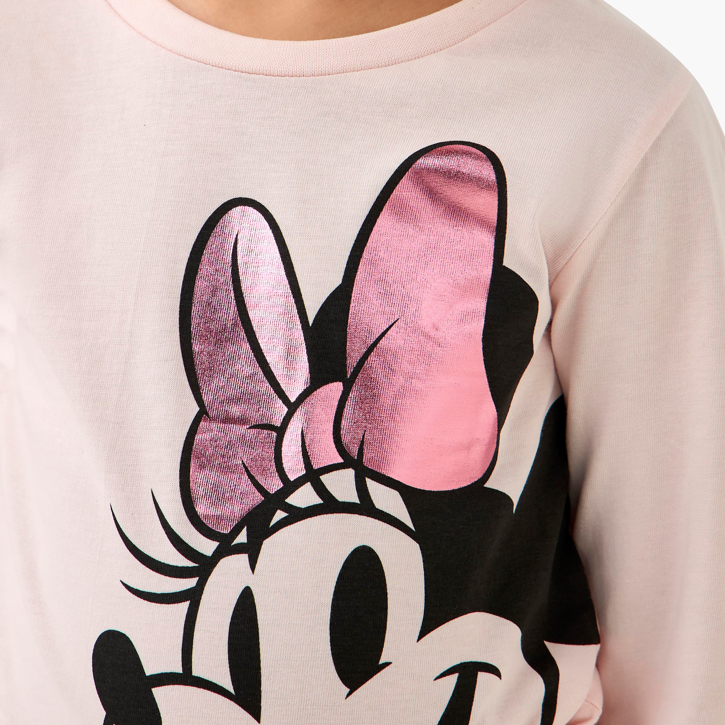 Pack of 2 Disney Cotton Crew Neck Long Sleeves Pyjama Set with Minnie Mouse Print-girls-clothing-nightwear-image-6