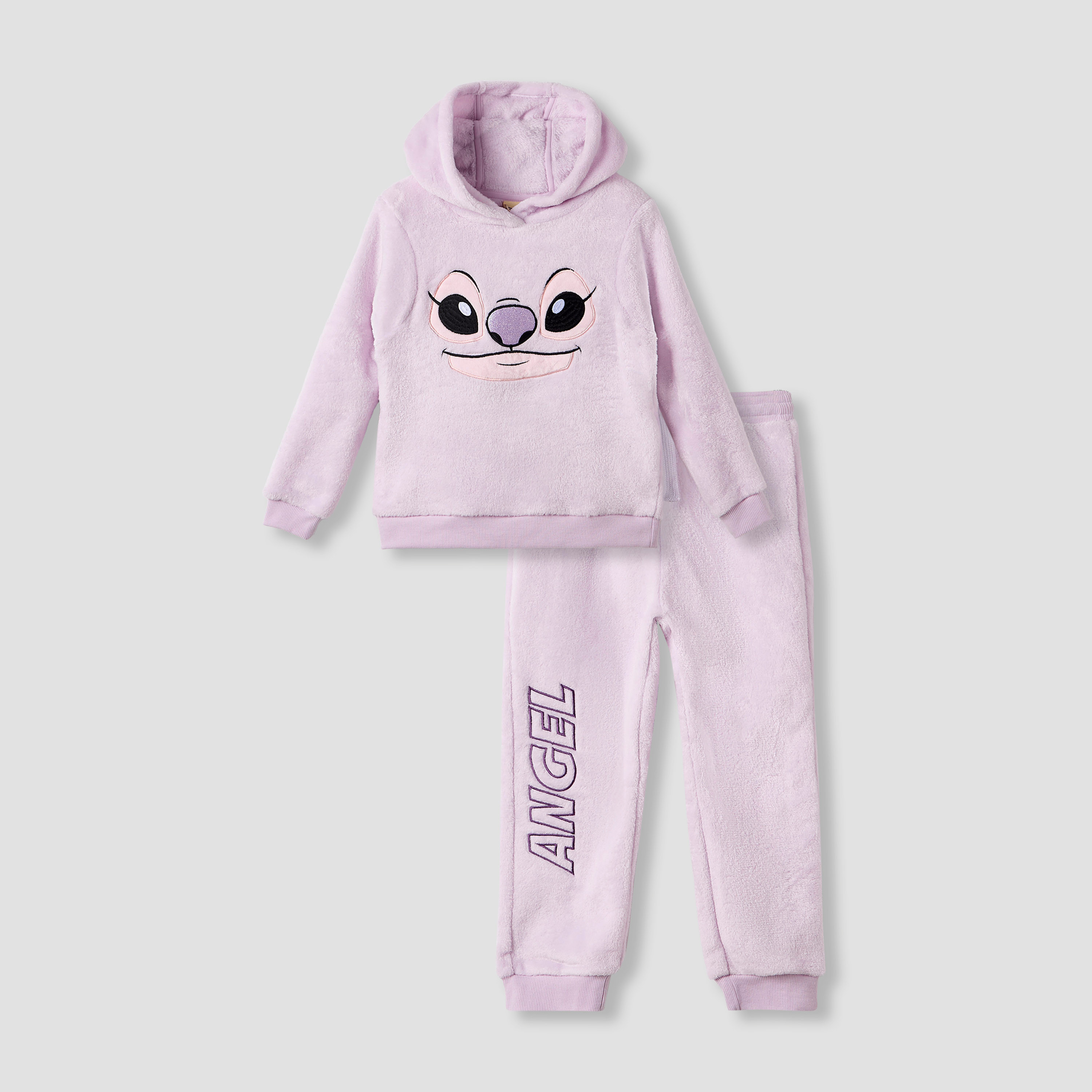 Disney Girls Sweatshirt and Pyjama Set with Stitch Angel Texture - Polyester - Long Sleeves - Hood-girls-clothing-nightwear-image-1