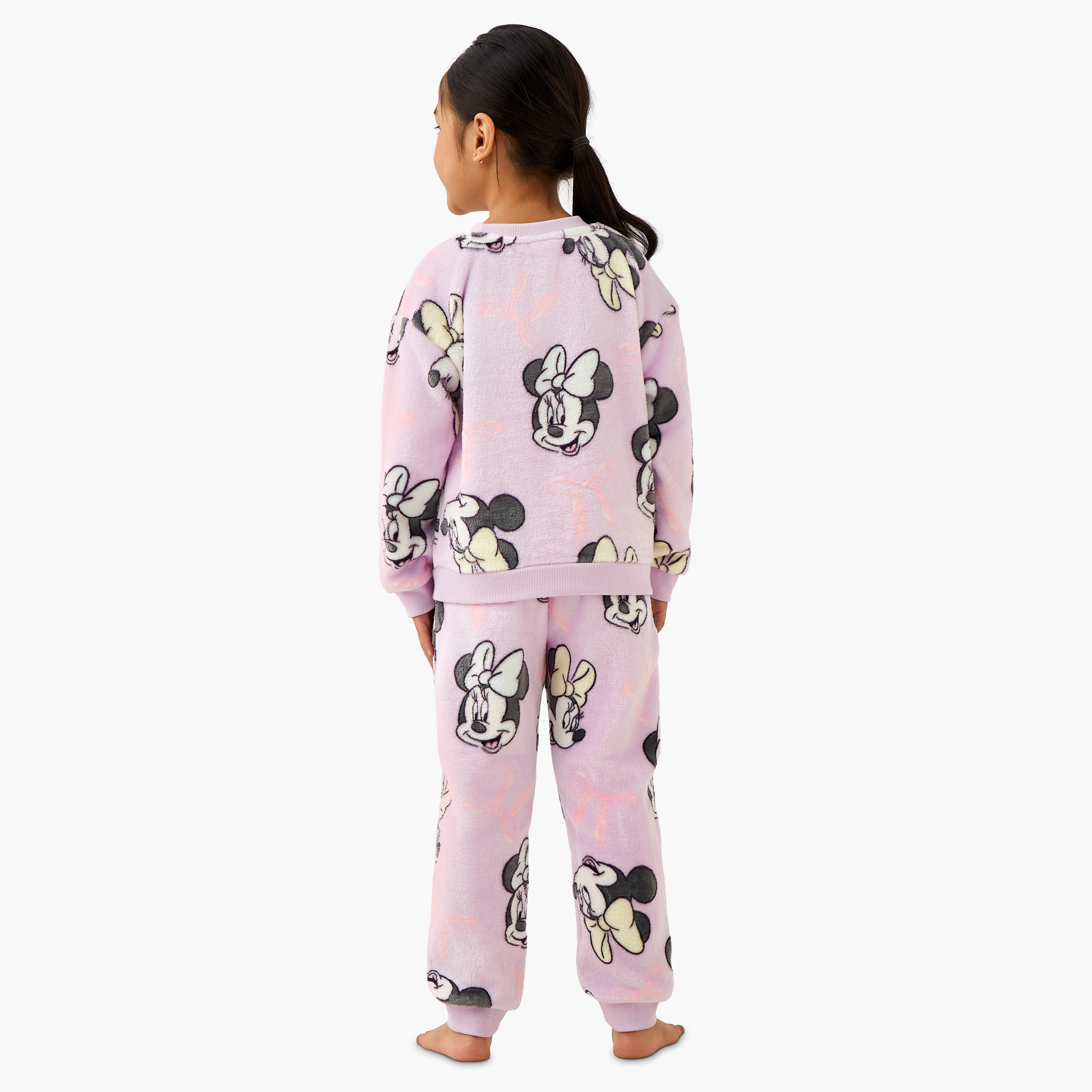 Disney Girls Pyjama Set with Minnie Mouse Print - Long Sleeves - Crew Neck-baby-girls-clothing-winterwear-pyjamasets-image-4