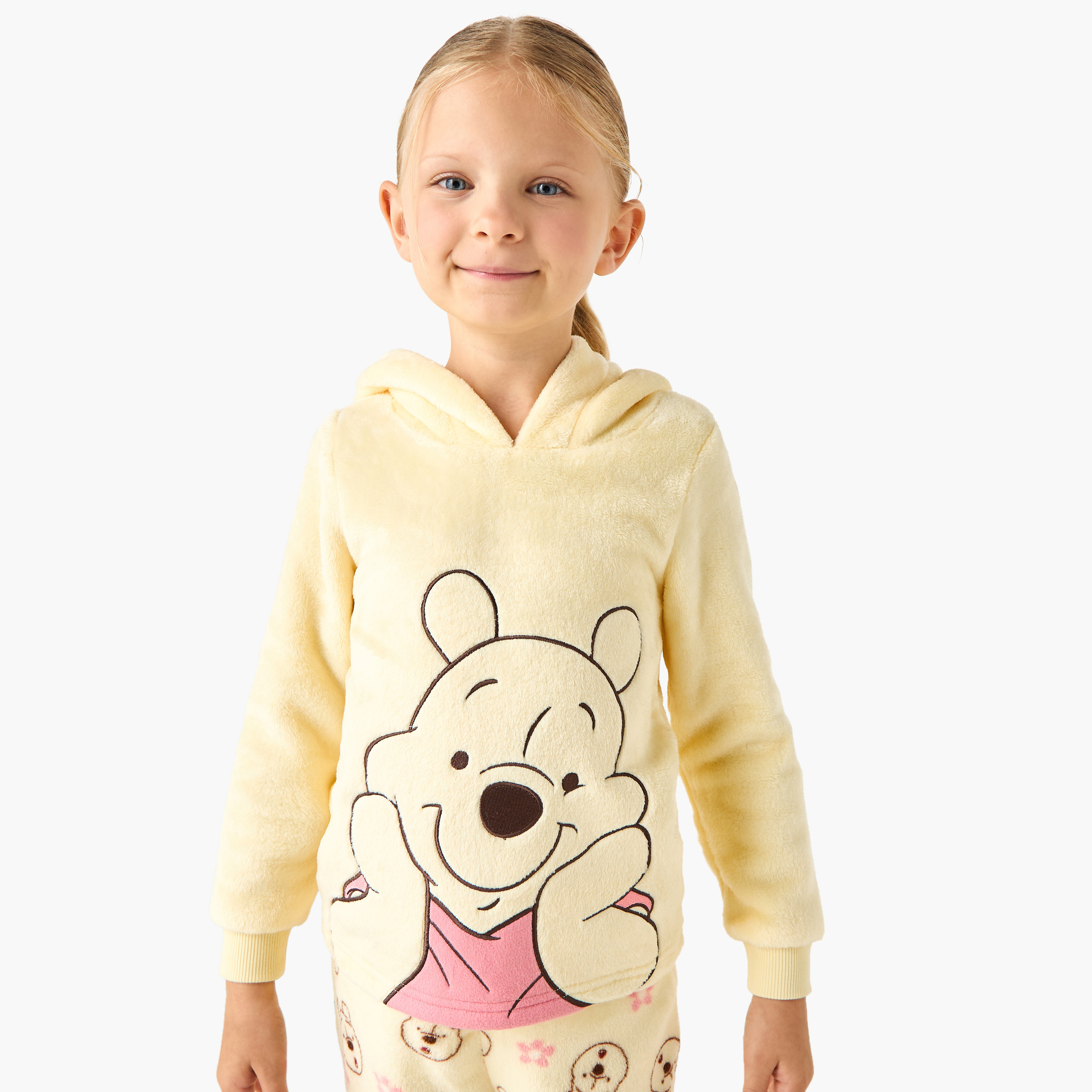 Disney Girls Pyjama Set with Winnie The Pooh Print - Polyester - Long Sleeves - Hooded Neck-baby-girls-clothing-winterwear-pyjamasets-image-2