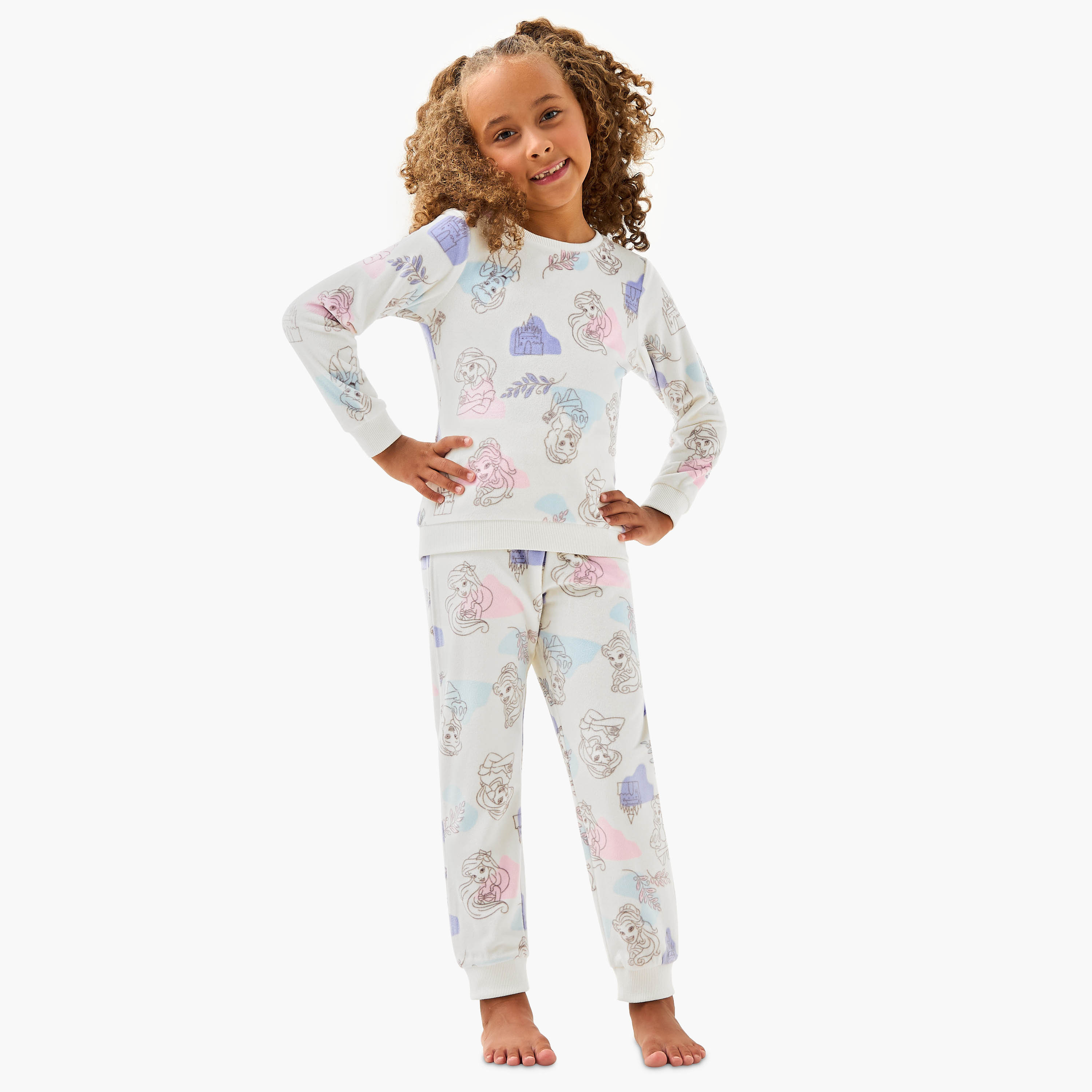 طقم بنطلون بيجاما وتيشيرت بطبعات أميرات من ديزني-baby-girls-clothing-winterwear-pyjamasets-image-1