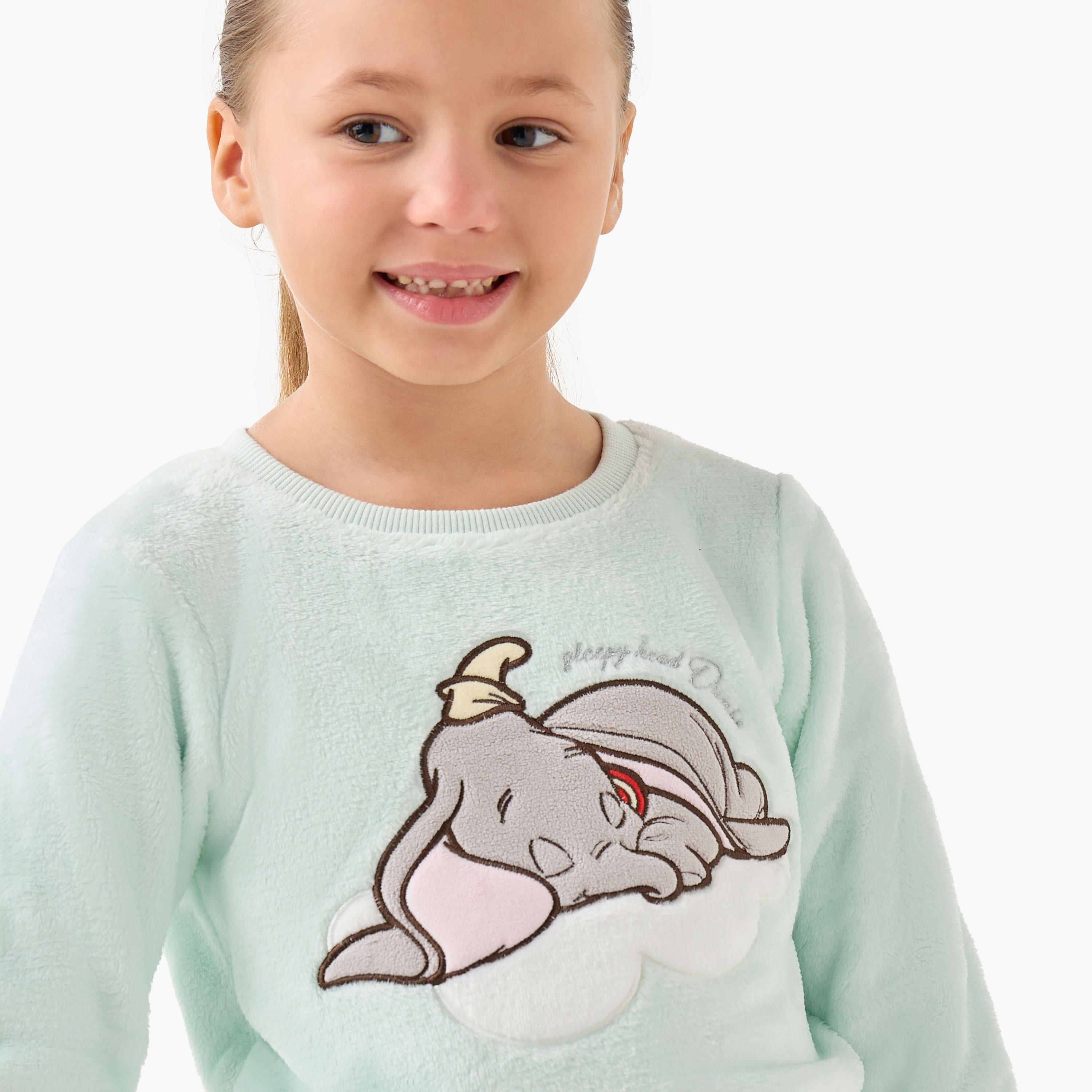 طقم بنطلون بيجاما وتيشيرت صوف بتطريز دامبو من ديزني-baby-girls-clothing-winterwear-pyjamasets-image-5
