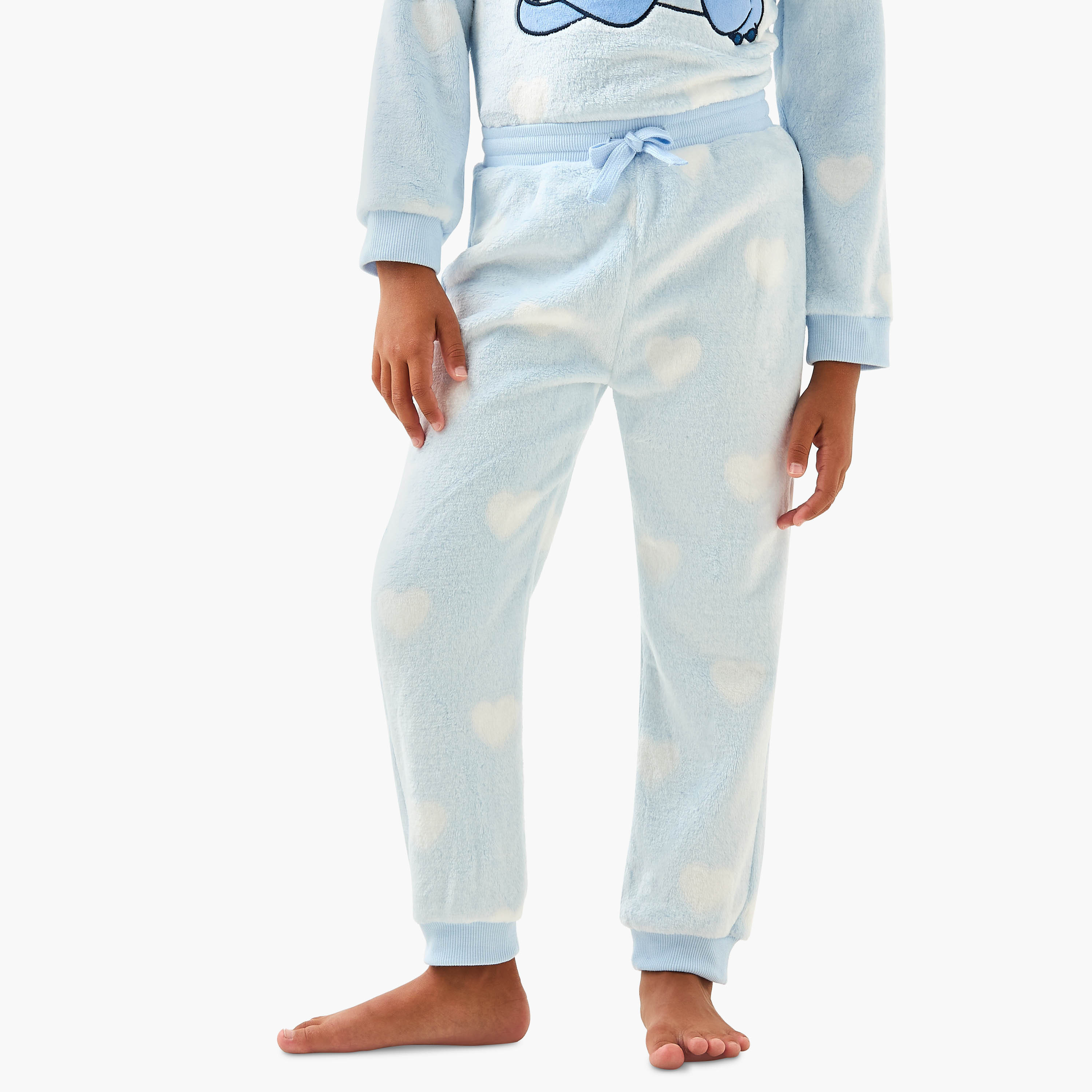 Disney Stitch Print T-shirt and Pyjama Set-baby-girls-clothing-winterwear-pyjamasets-image-3