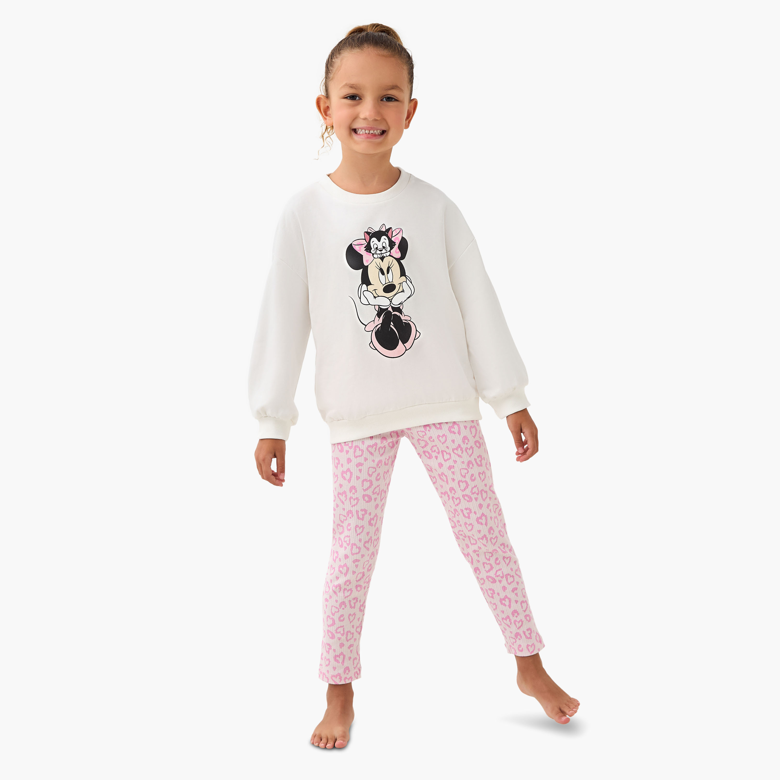 طقم بيجاما قطن بأكمام طويلة وياقة ضيقة وطبعات ميني ماوس من ديزني-baby-girls-clothing-winterwear-pyjamasets-image-6