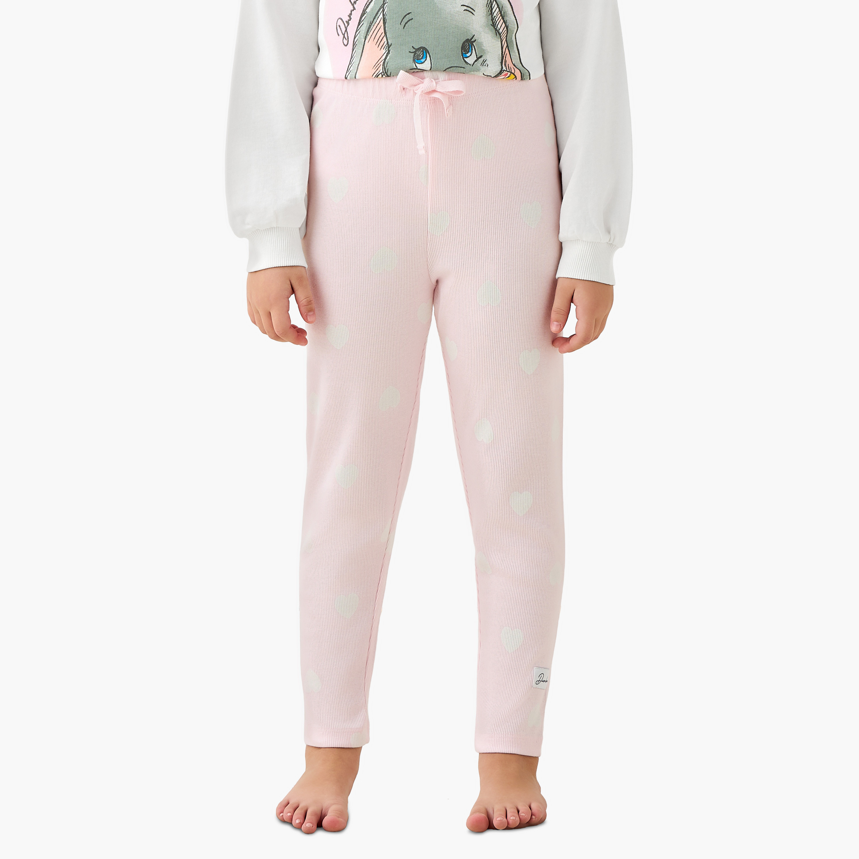 Disney Cotton Crew Neck Long Sleeves Pyjama Set with Dumbo Print-girls-clothing-nightwear-image-3