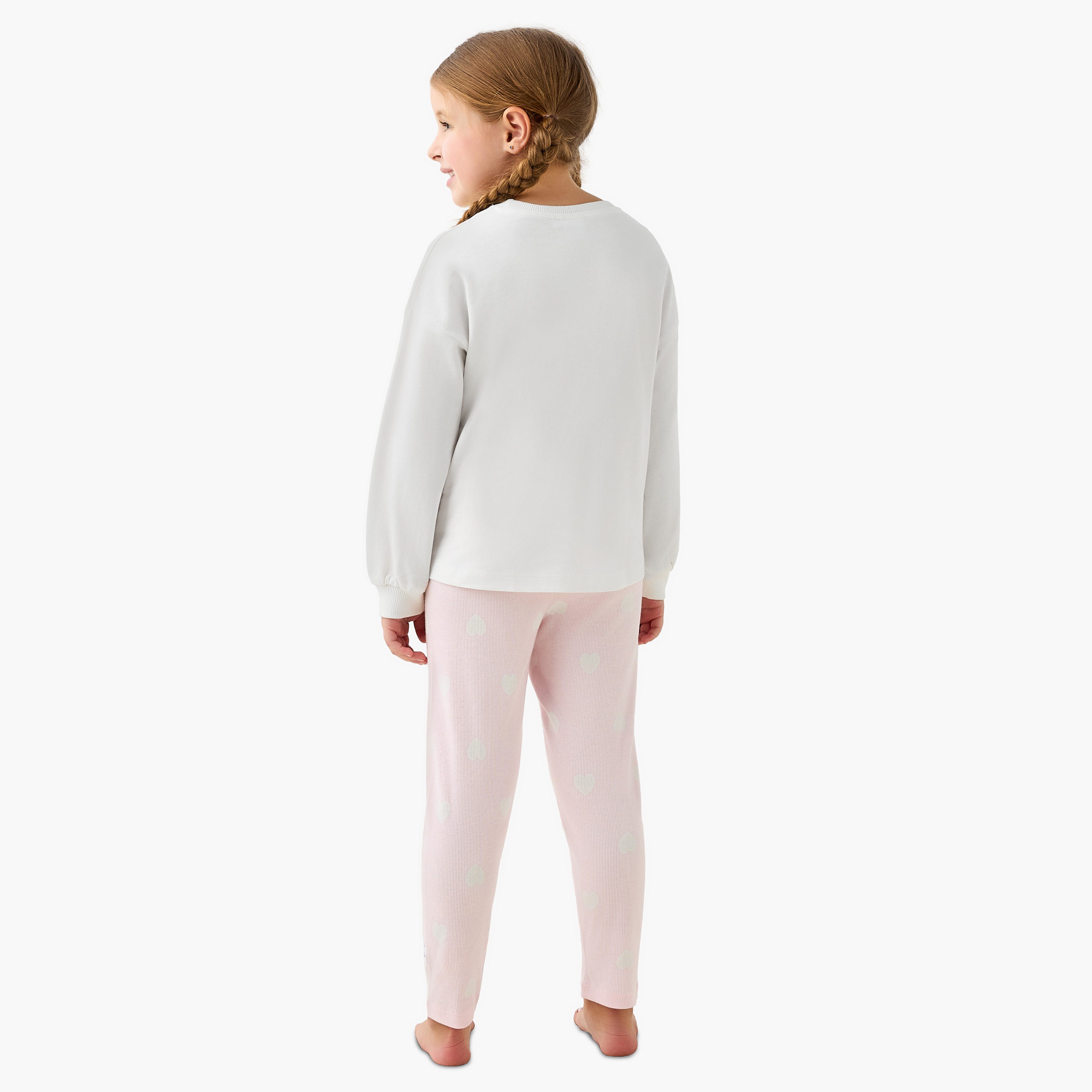 Disney Cotton Crew Neck Long Sleeves Pyjama Set with Dumbo Print-girls-clothing-nightwear-image-4
