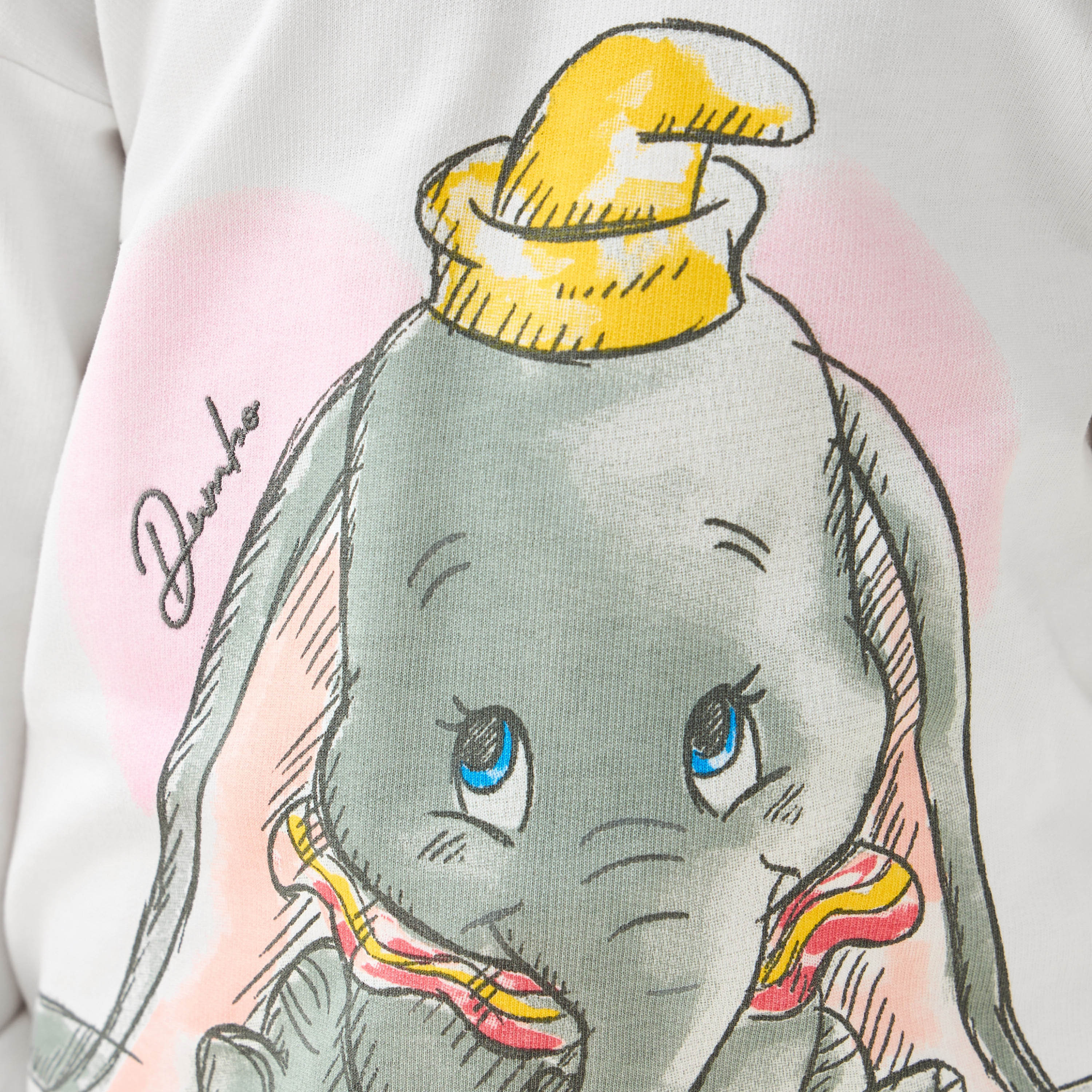 Disney Cotton Crew Neck Long Sleeves Pyjama Set with Dumbo Print-girls-clothing-nightwear-image-5