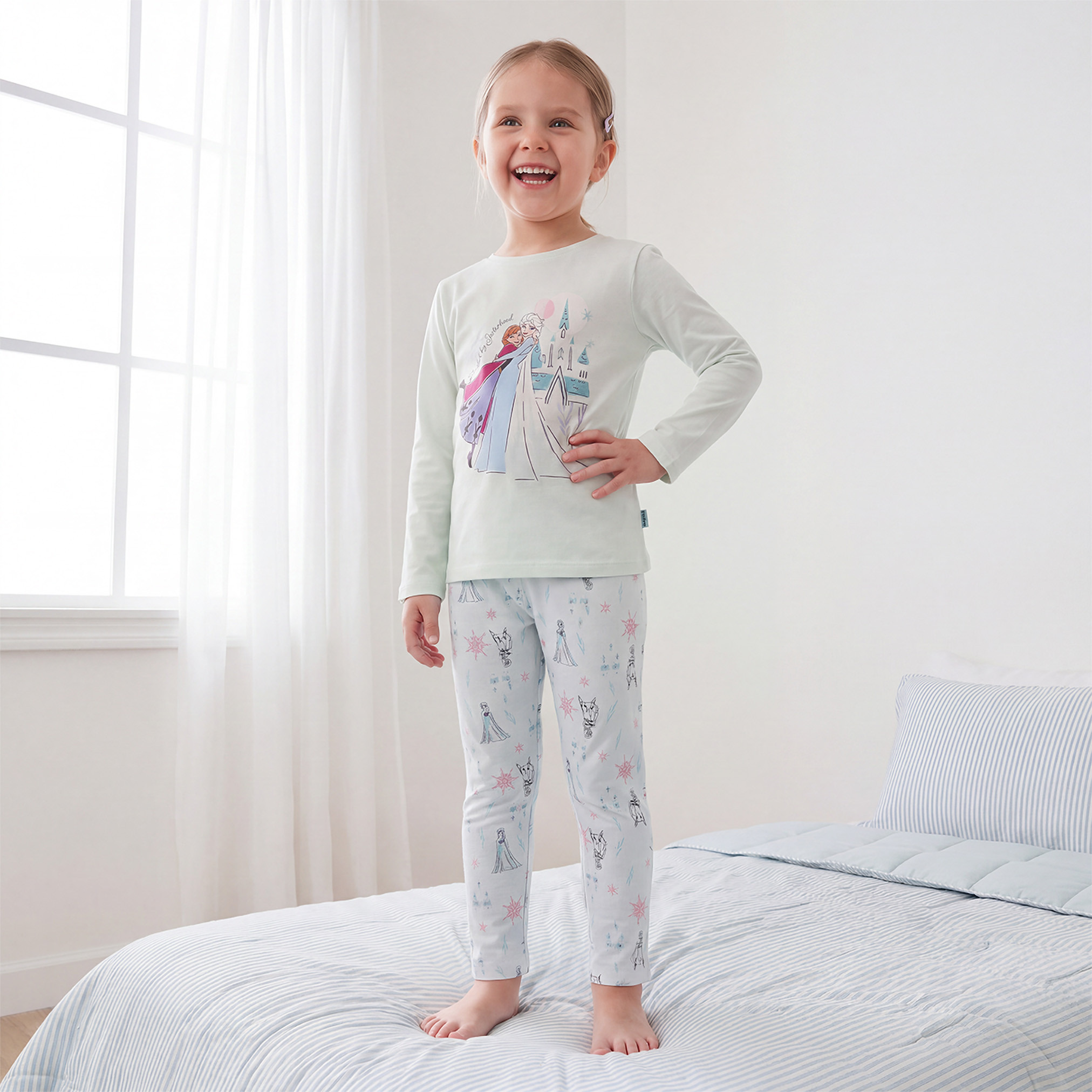 Set of 3 Disney Cotton Crew Neck Long Sleeves Pyjama Set with Frozen Print-girls-clothing-nightwear-image-7