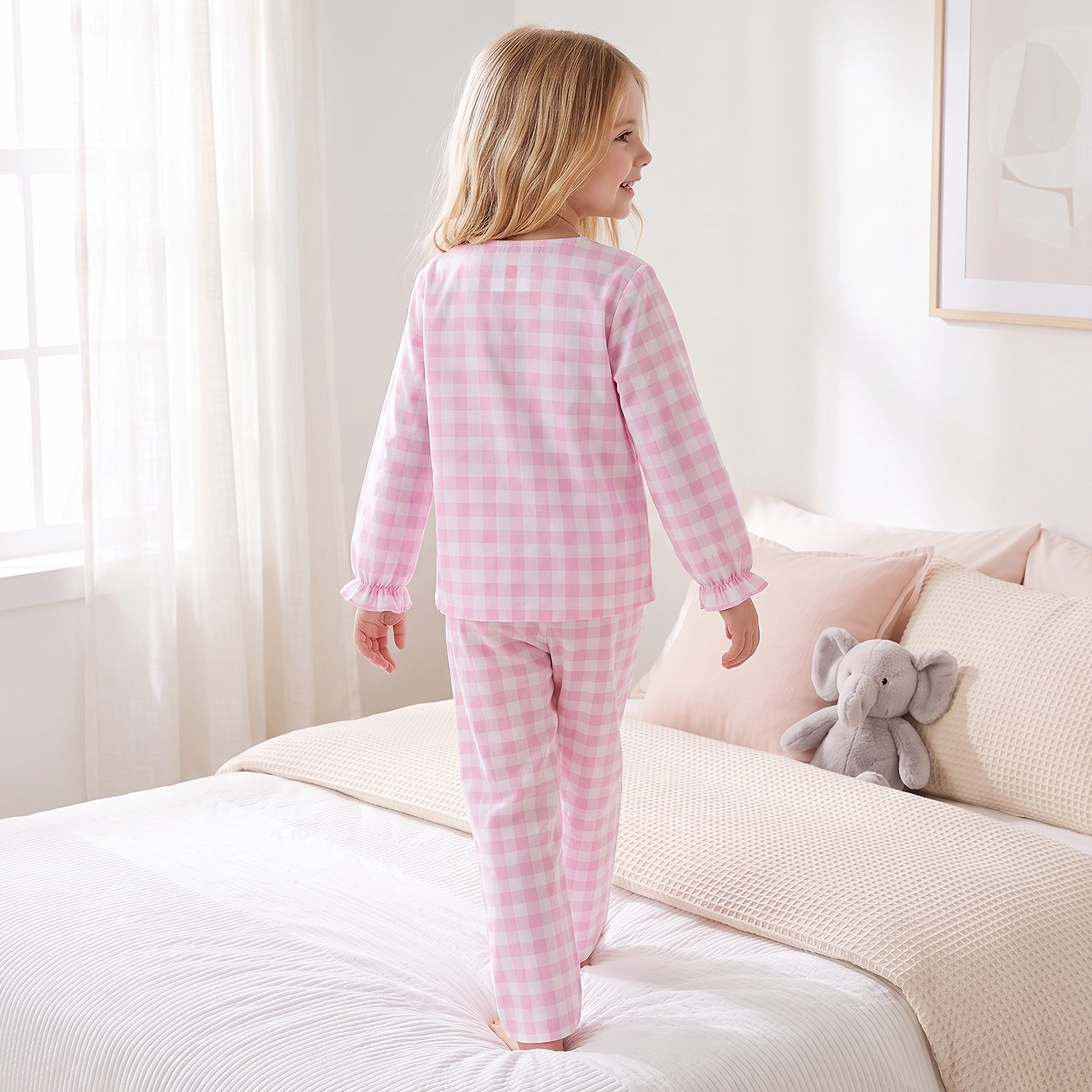 طقم بيجاما قطن بياقة ضيقة وأكمام طويلة وتطريزات ميني ماوس من ديزني-girls-clothing-nightwear-image-4
