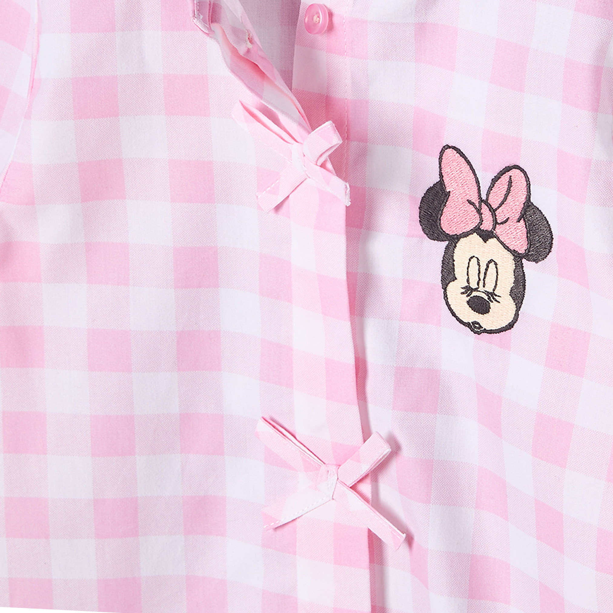 طقم بيجاما قطن بياقة ضيقة وأكمام طويلة وتطريزات ميني ماوس من ديزني-girls-clothing-nightwear-image-6