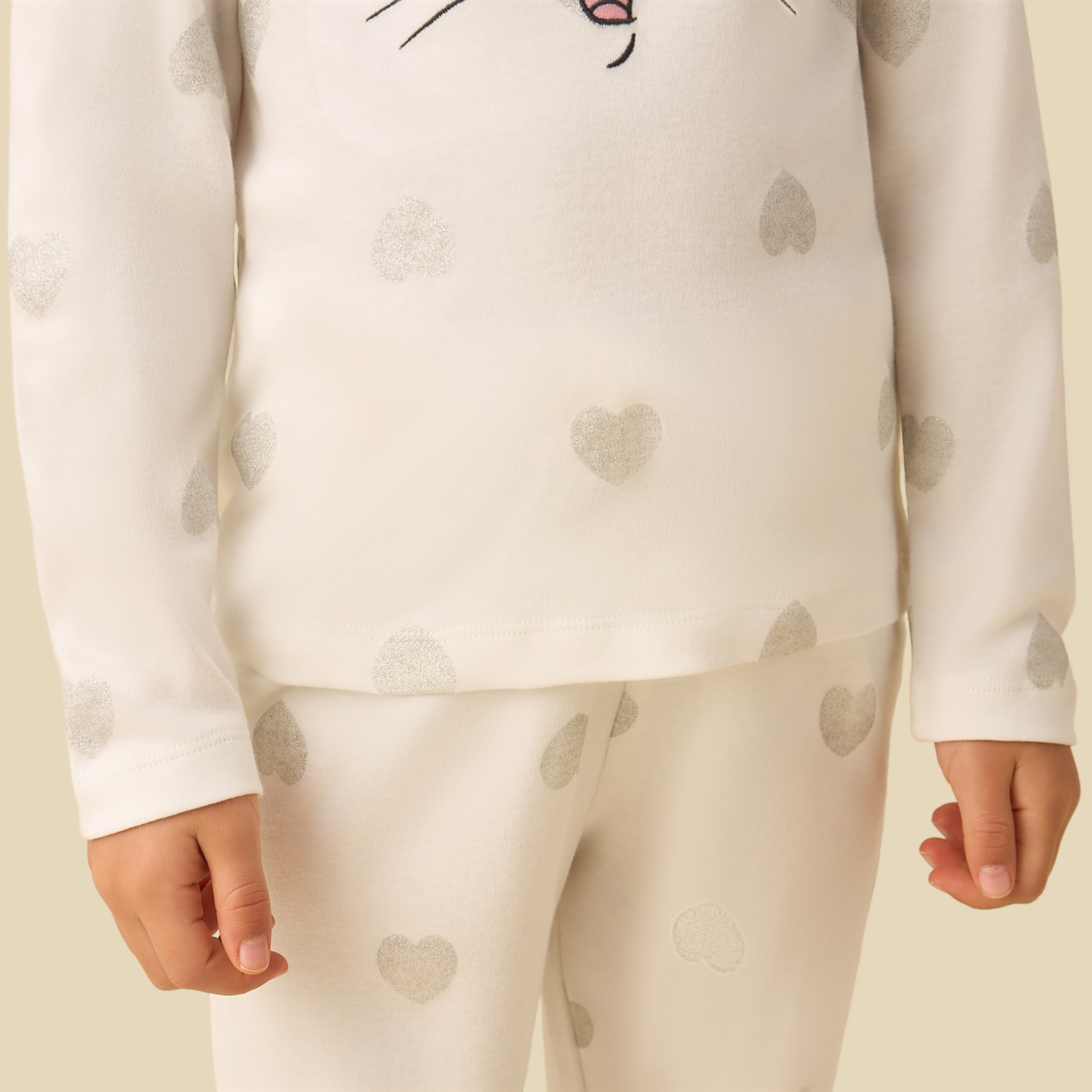 Disney Cotton Crew Neck Long Sleeves Pyjama Set with Marie Print-girls-clothing-nightwear-image-5