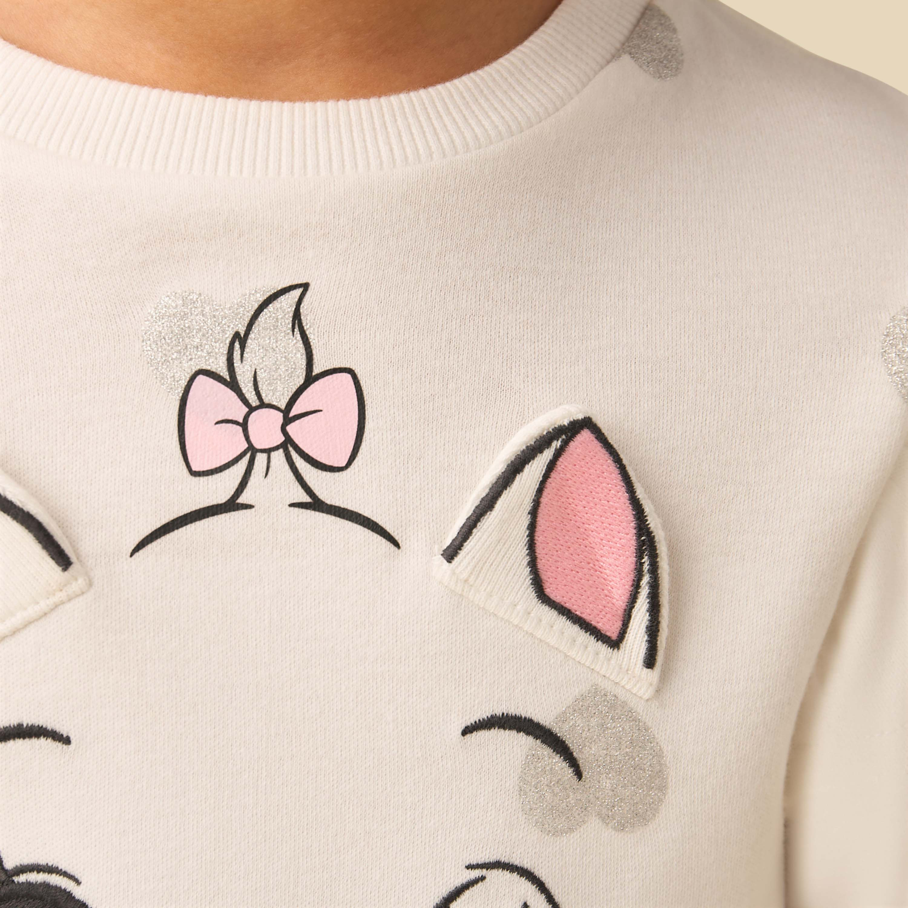 Disney Cotton Crew Neck Long Sleeves Pyjama Set with Marie Print-girls-clothing-nightwear-image-6
