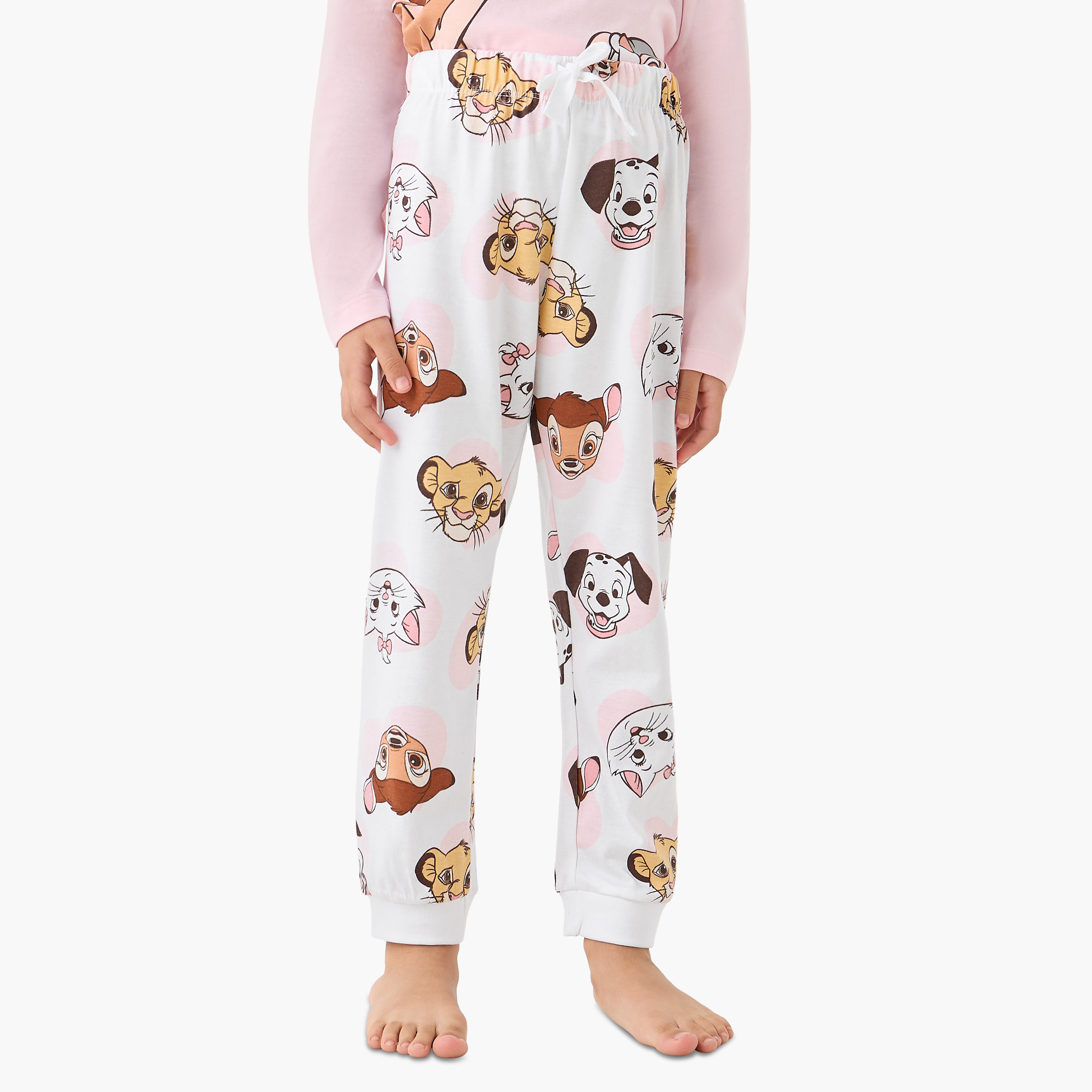 Pack of 2 Disney Cotton Round Neck Long Sleeves Pyjama Set with Bambi and Friends Print-girls-clothing-nightwear-image-4