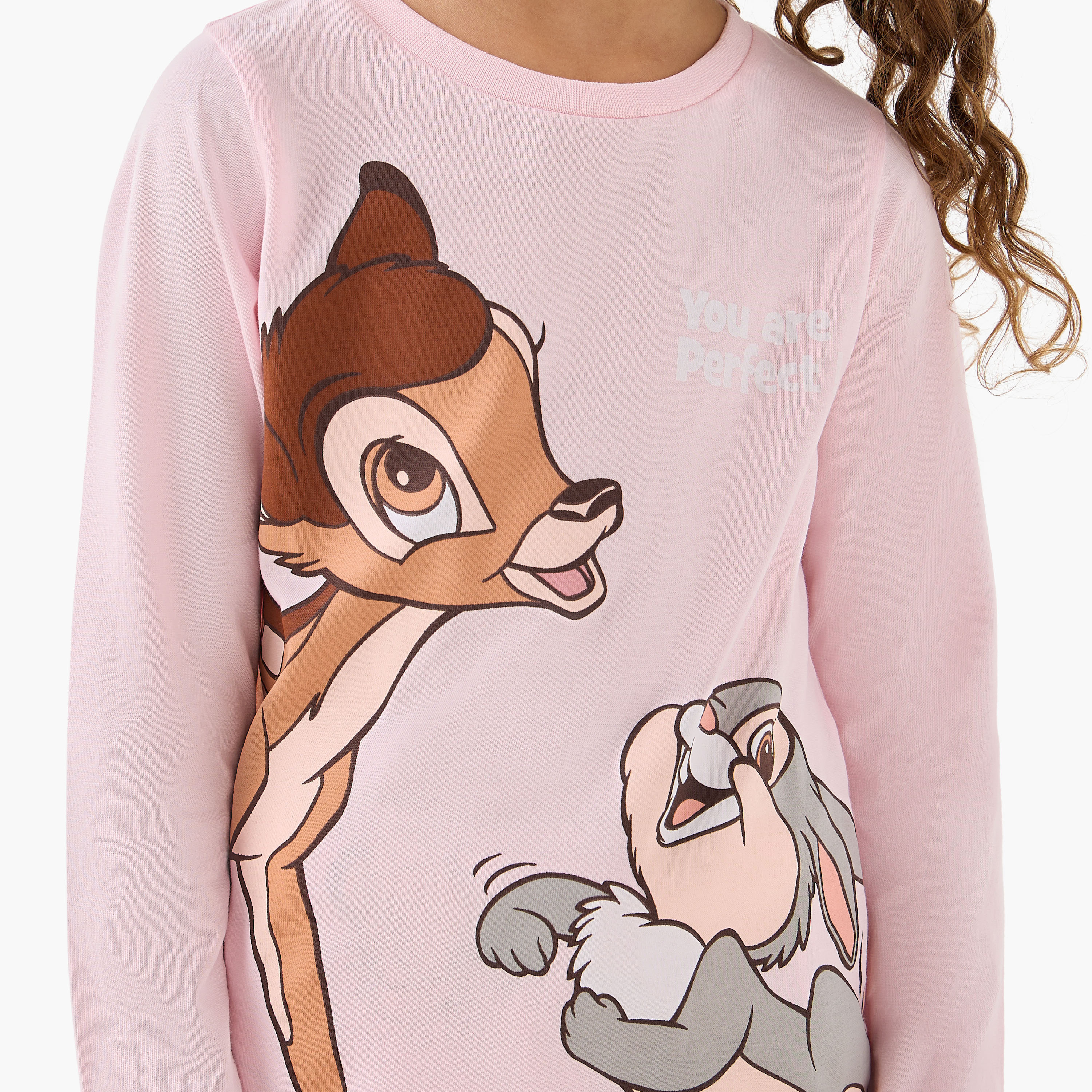 Pack of 2 Disney Cotton Round Neck Long Sleeves Pyjama Set with Bambi and Friends Print-girls-clothing-nightwear-image-6