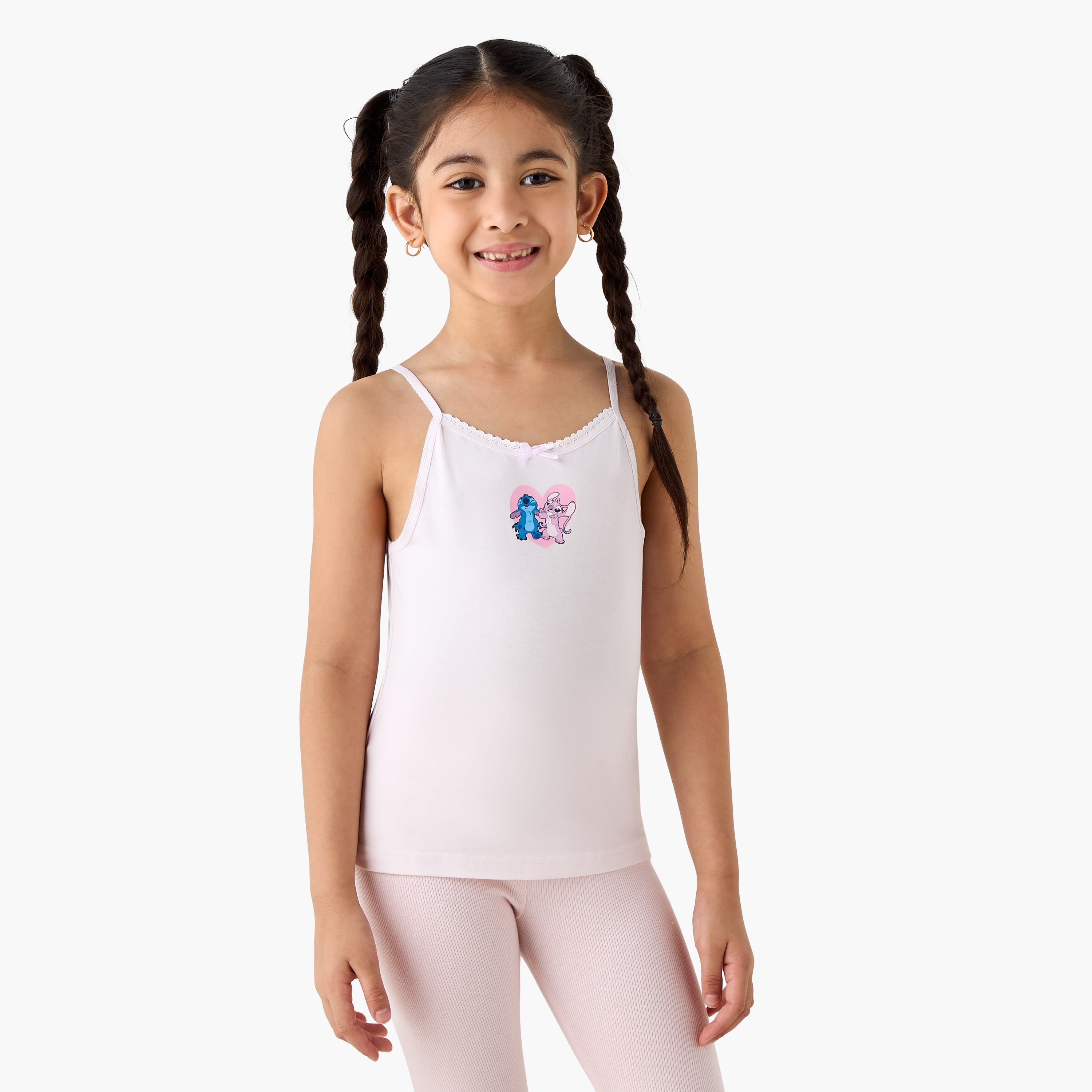 Disney Stitch Print Camisole with Bow Accent - Set of 3-girls-clothing-innerwear-vests-image-2