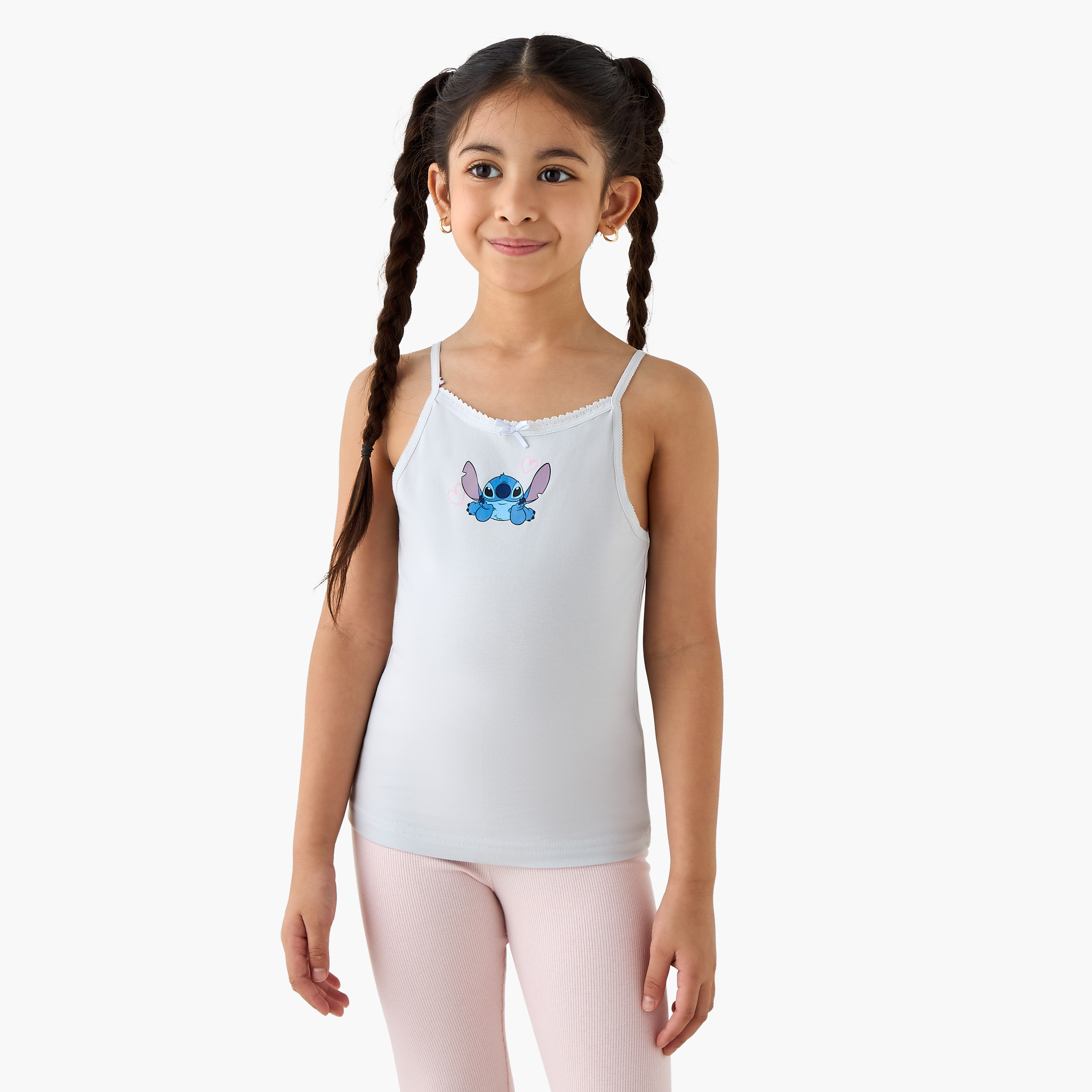 Disney Stitch Print Camisole with Bow Accent - Set of 3-girls-clothing-innerwear-vests-image-3