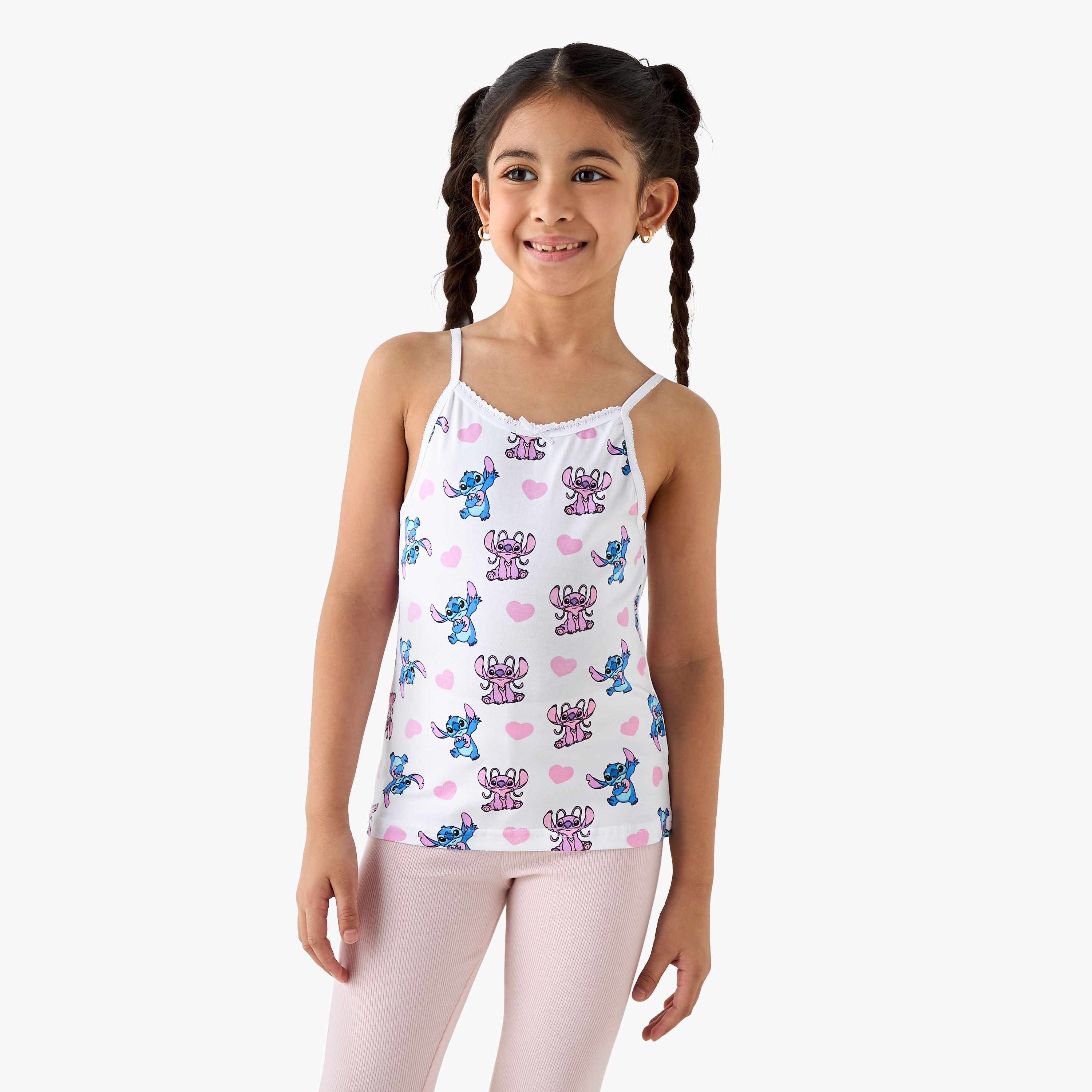Disney Stitch Print Camisole with Bow Accent - Set of 3-girls-clothing-innerwear-vests-image-4