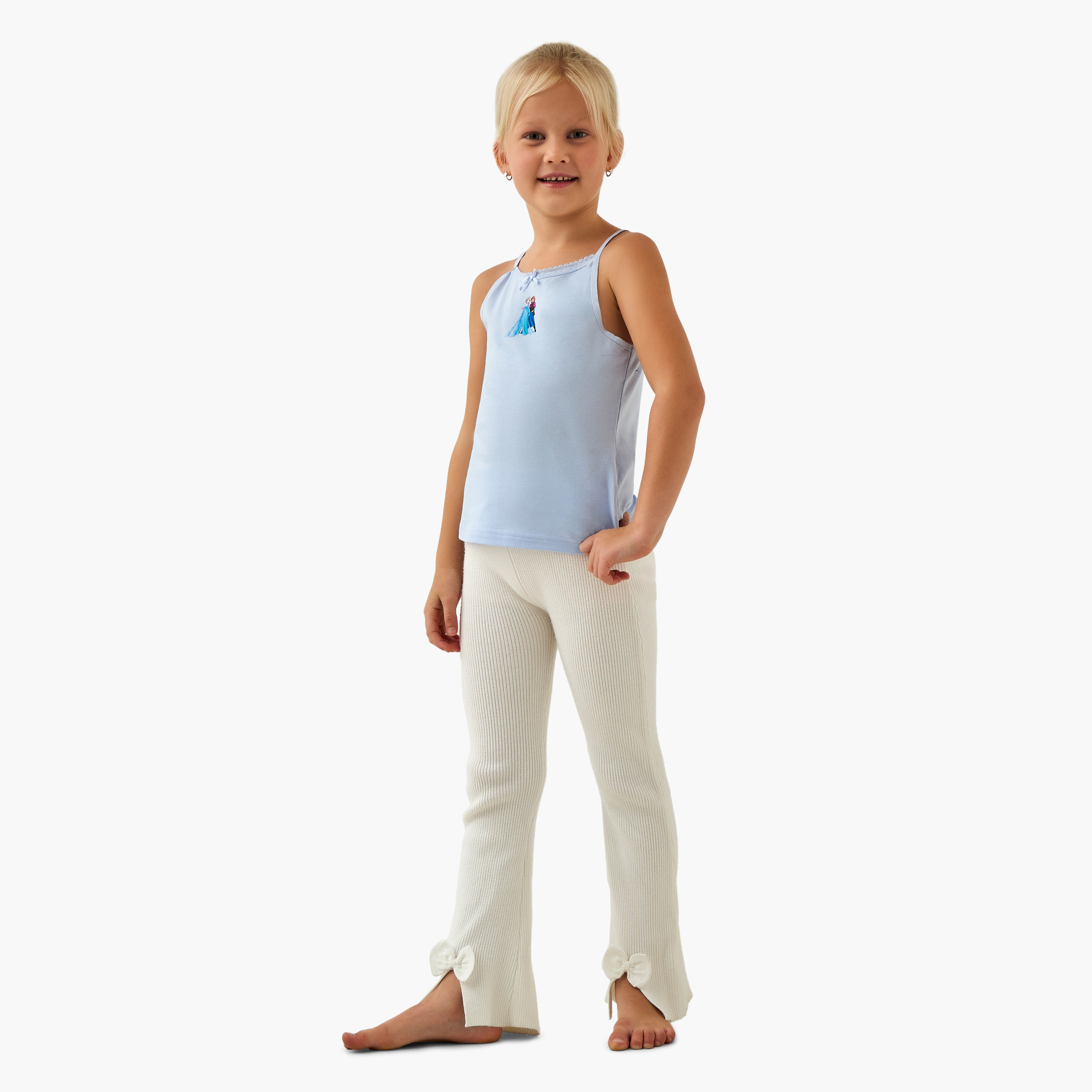 Set of 3 Disney Cotton Vests with Frozen Print-girls-clothing-innerwear-vests-image-3