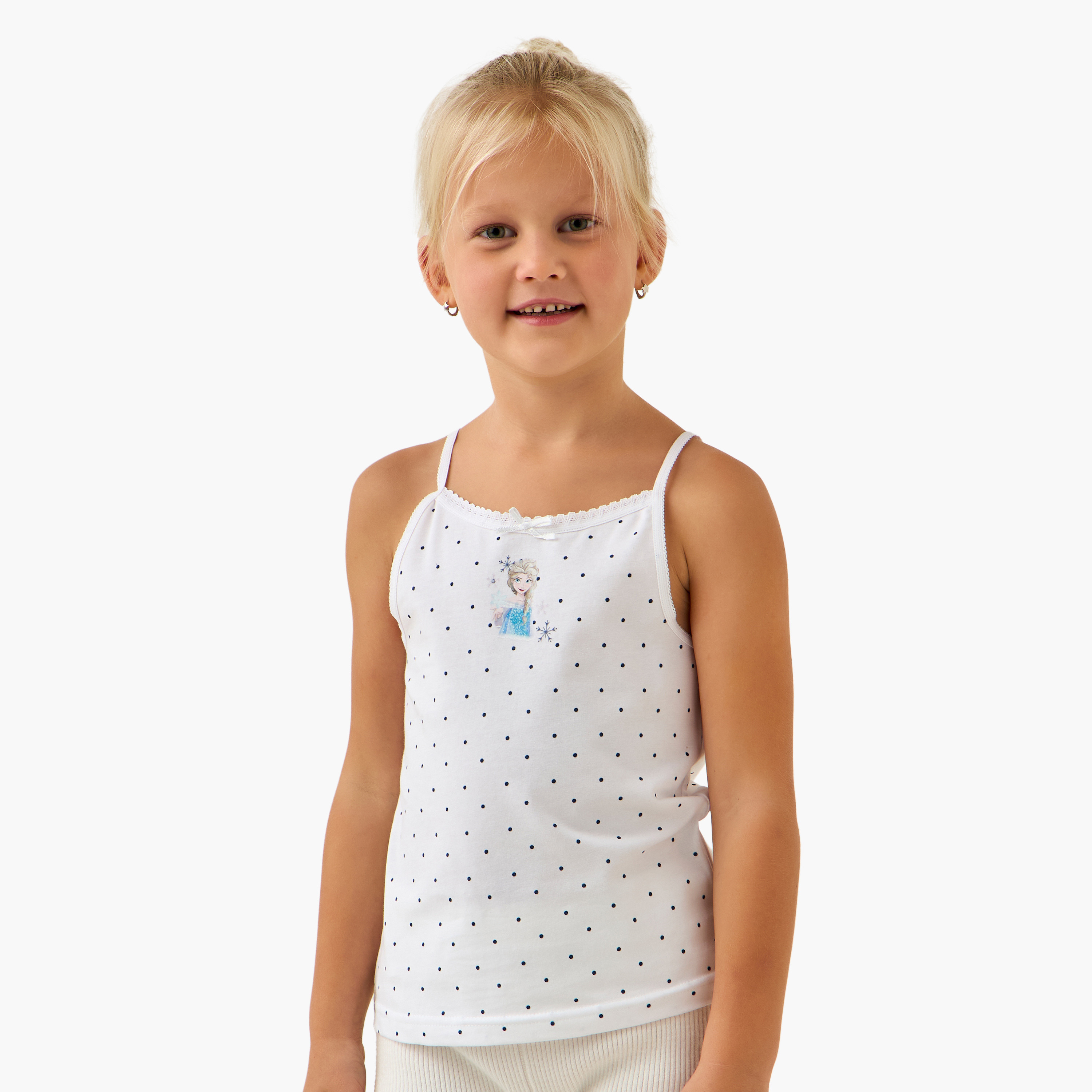 Set of 3 Disney Cotton Vests with Frozen Print-girls-clothing-innerwear-vests-image-4