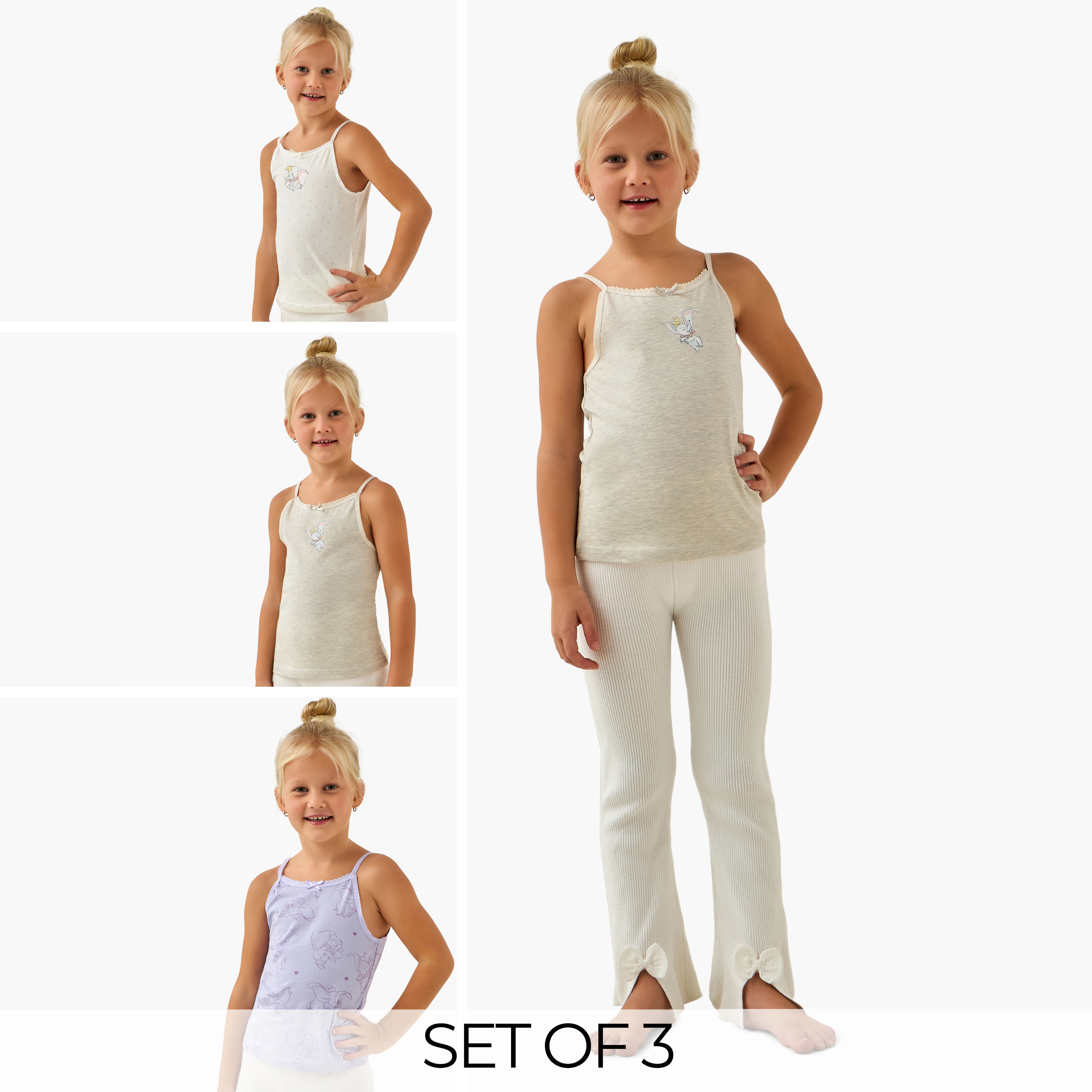 Set of 3 Disney Cotton Vests with Dumbo Print-girls-clothing-innerwear-vests-image-1