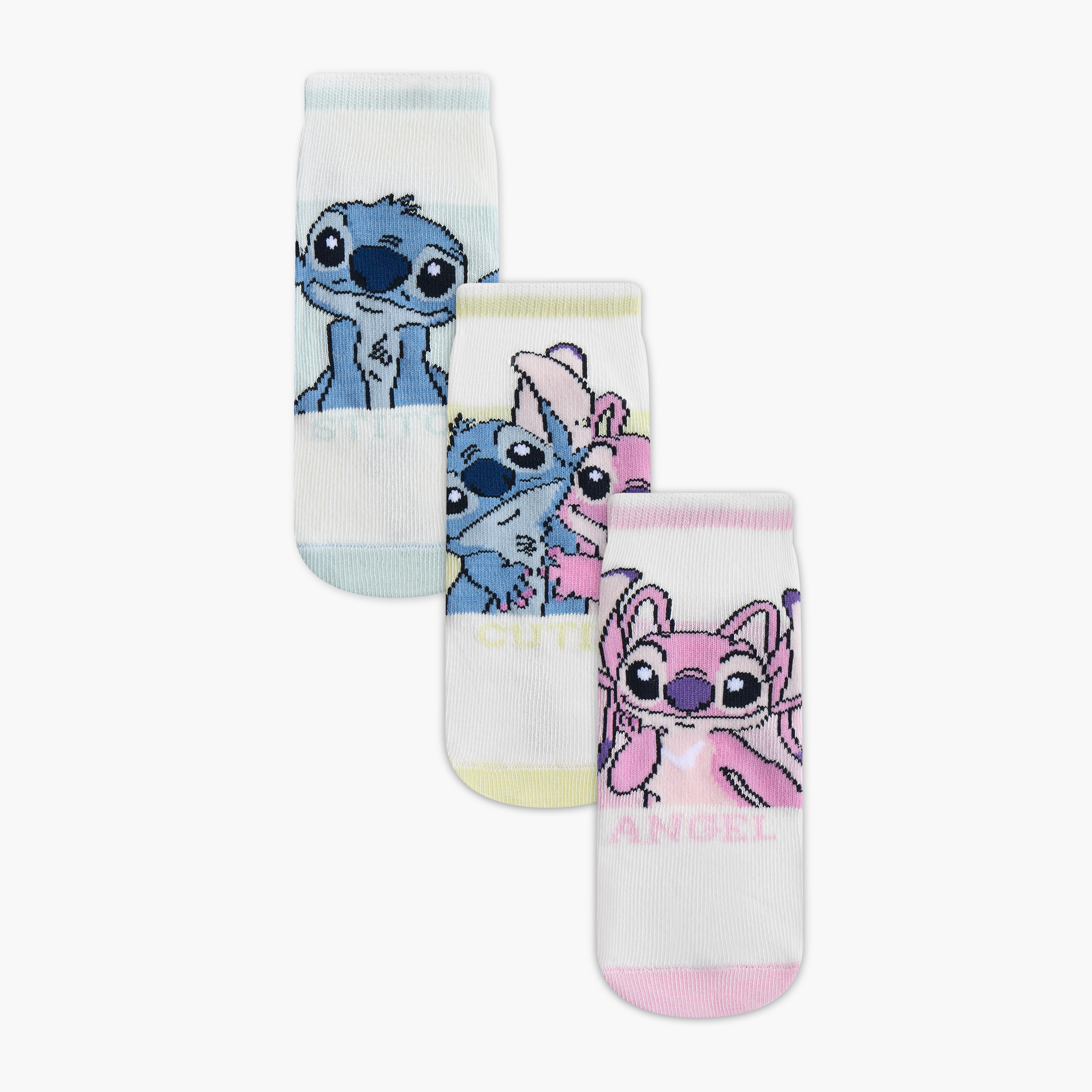 Disney Girls Socks with Angel and Stitch Print - Set of 3-girls-accessories-socks-image-1