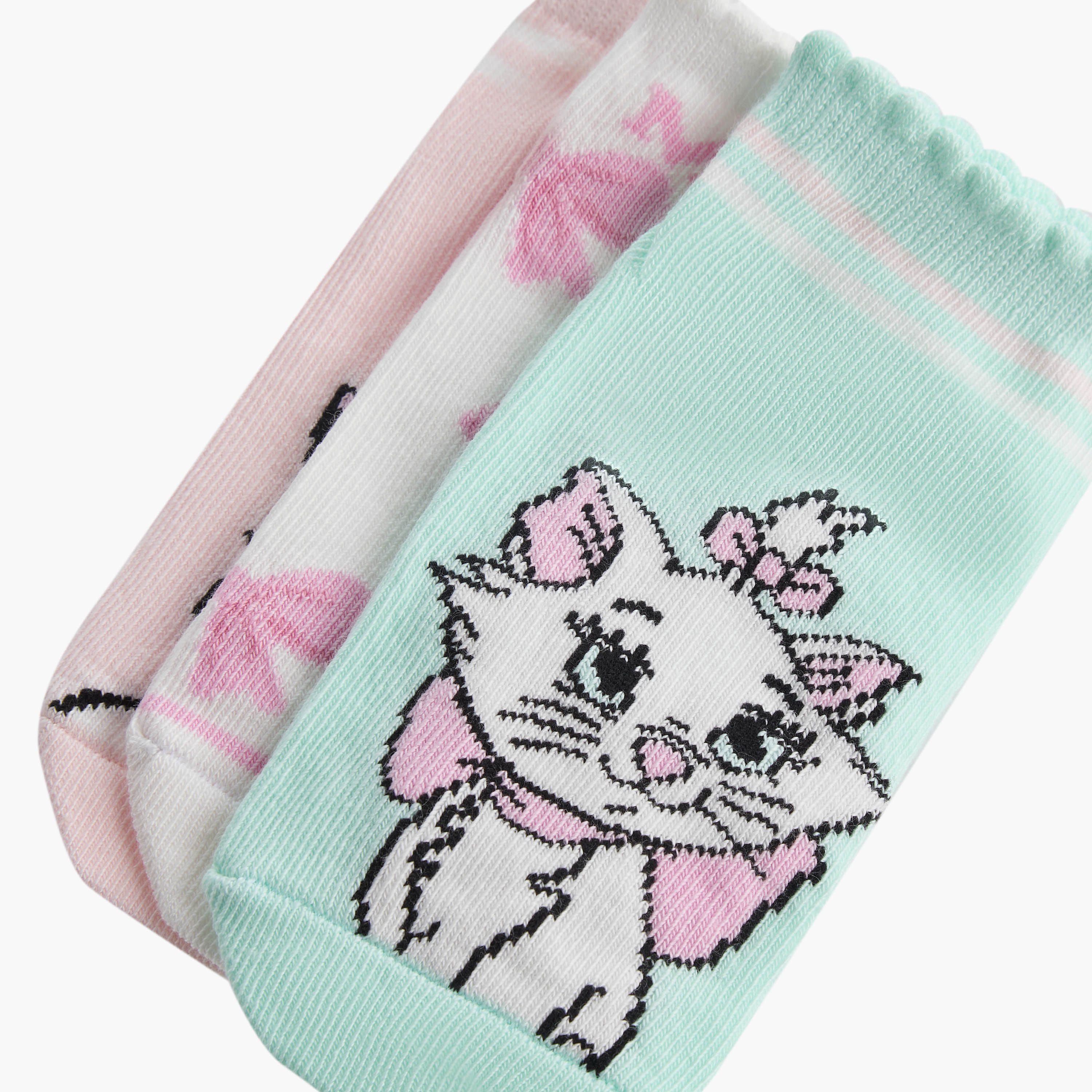 Pack of 3 Disney Girls Ankle Length Socks Marie Print-girls-accessories-socks-image-4