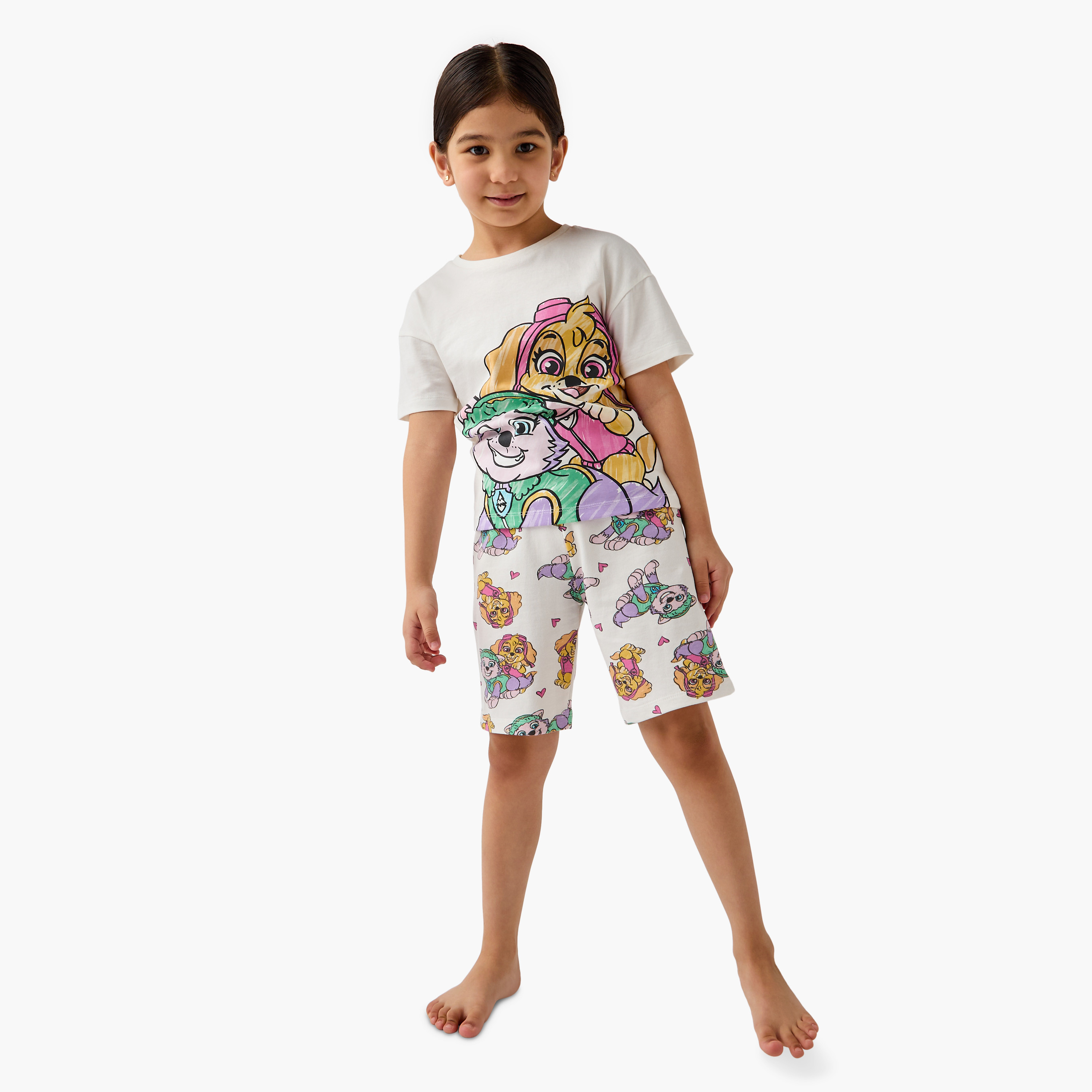 PAW Patrol Print T-shirt and Shorts Set-baby-girls-clothing-nightwear-pyjamasets-image-1