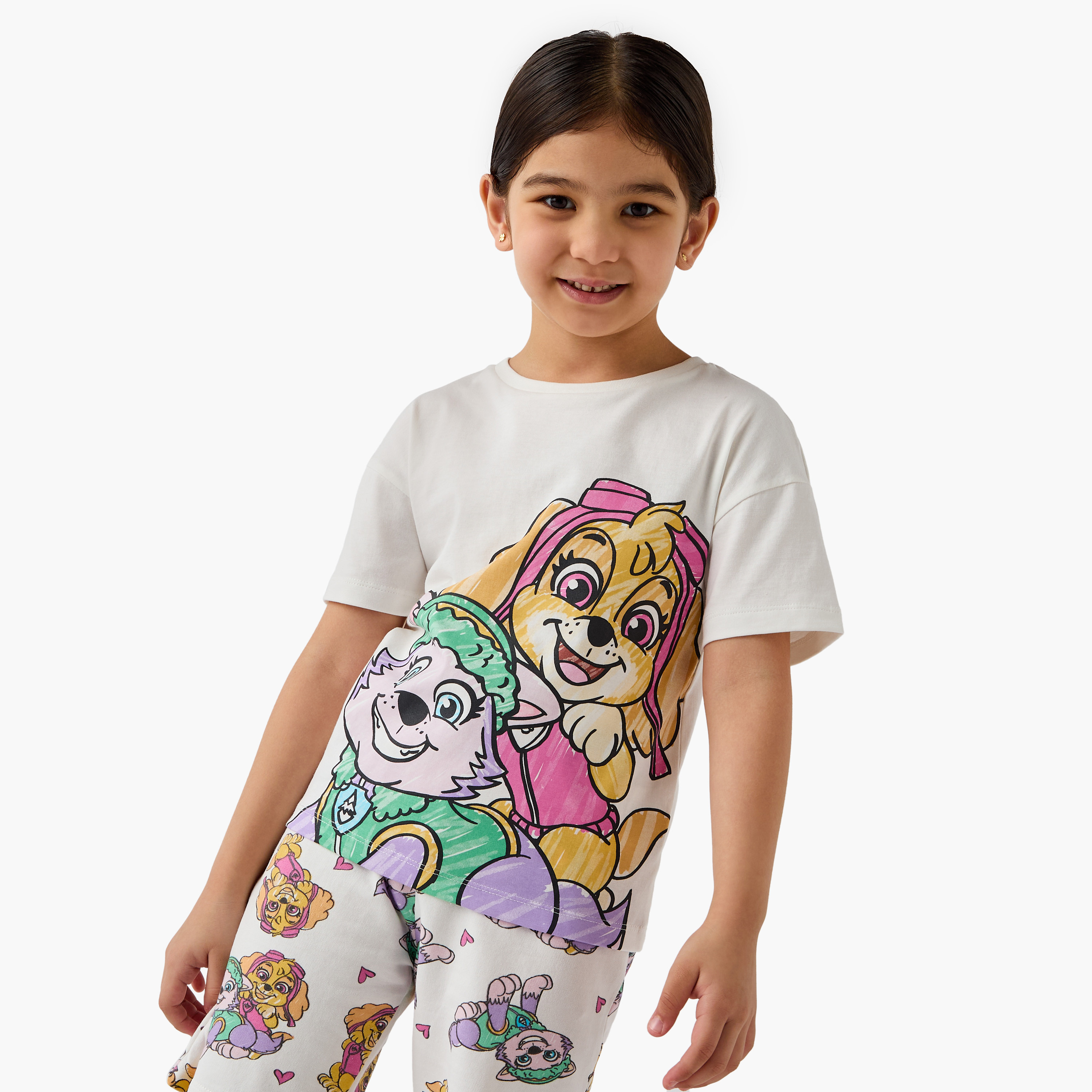 PAW Patrol Print T-shirt and Shorts Set-baby-girls-clothing-nightwear-pyjamasets-image-2