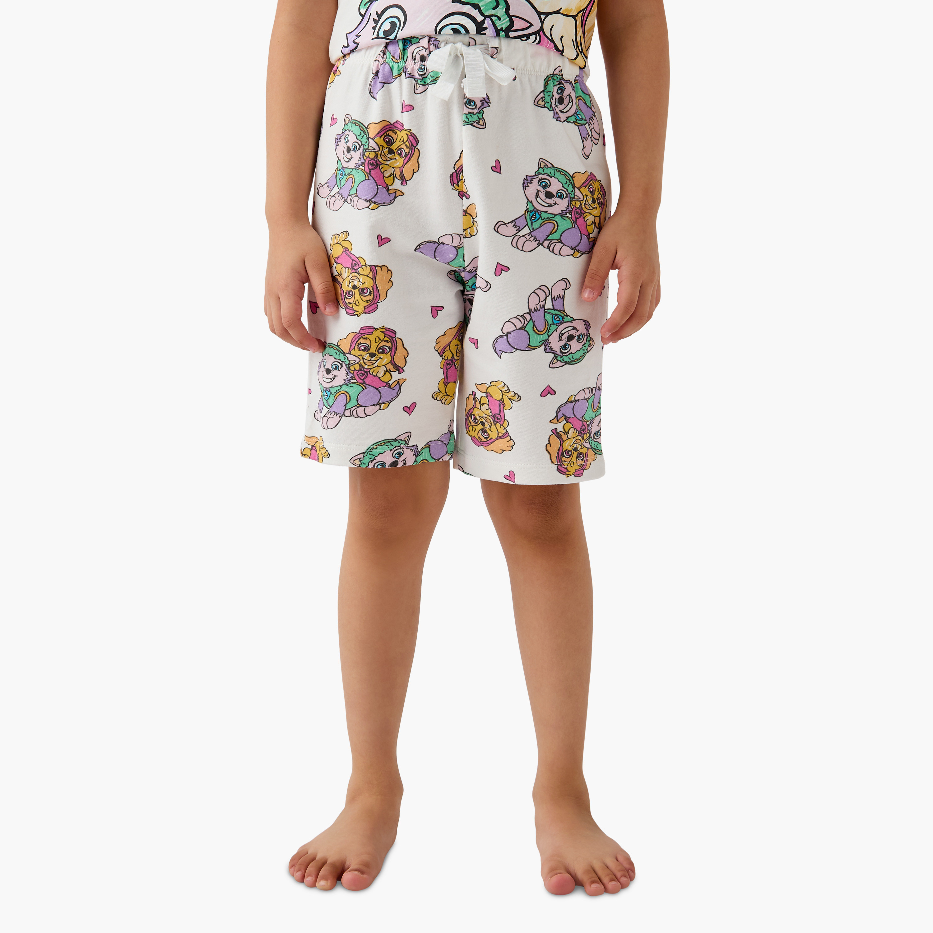 PAW Patrol Print T-shirt and Shorts Set-baby-girls-clothing-nightwear-pyjamasets-image-3