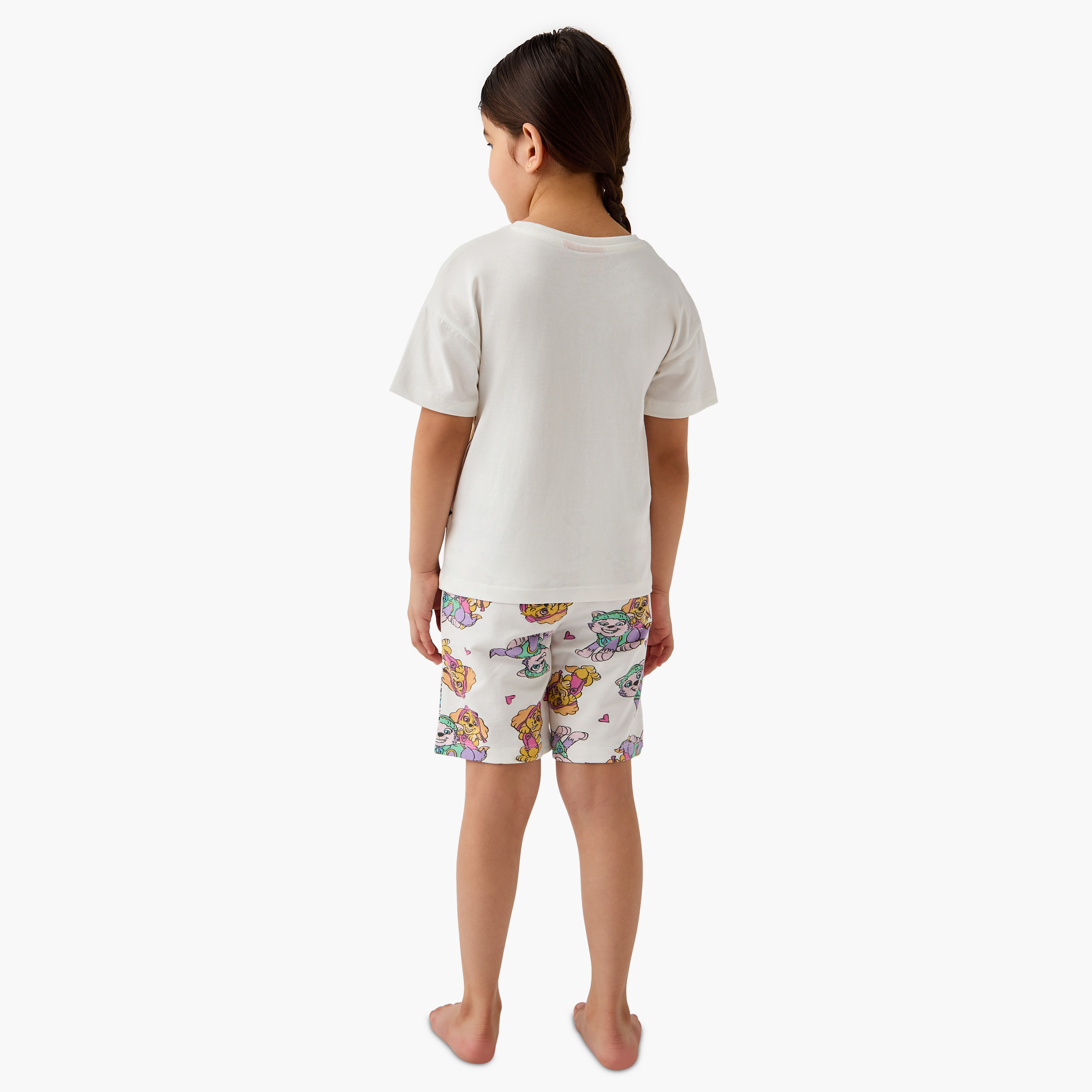 PAW Patrol Print T-shirt and Shorts Set-baby-girls-clothing-nightwear-pyjamasets-image-4