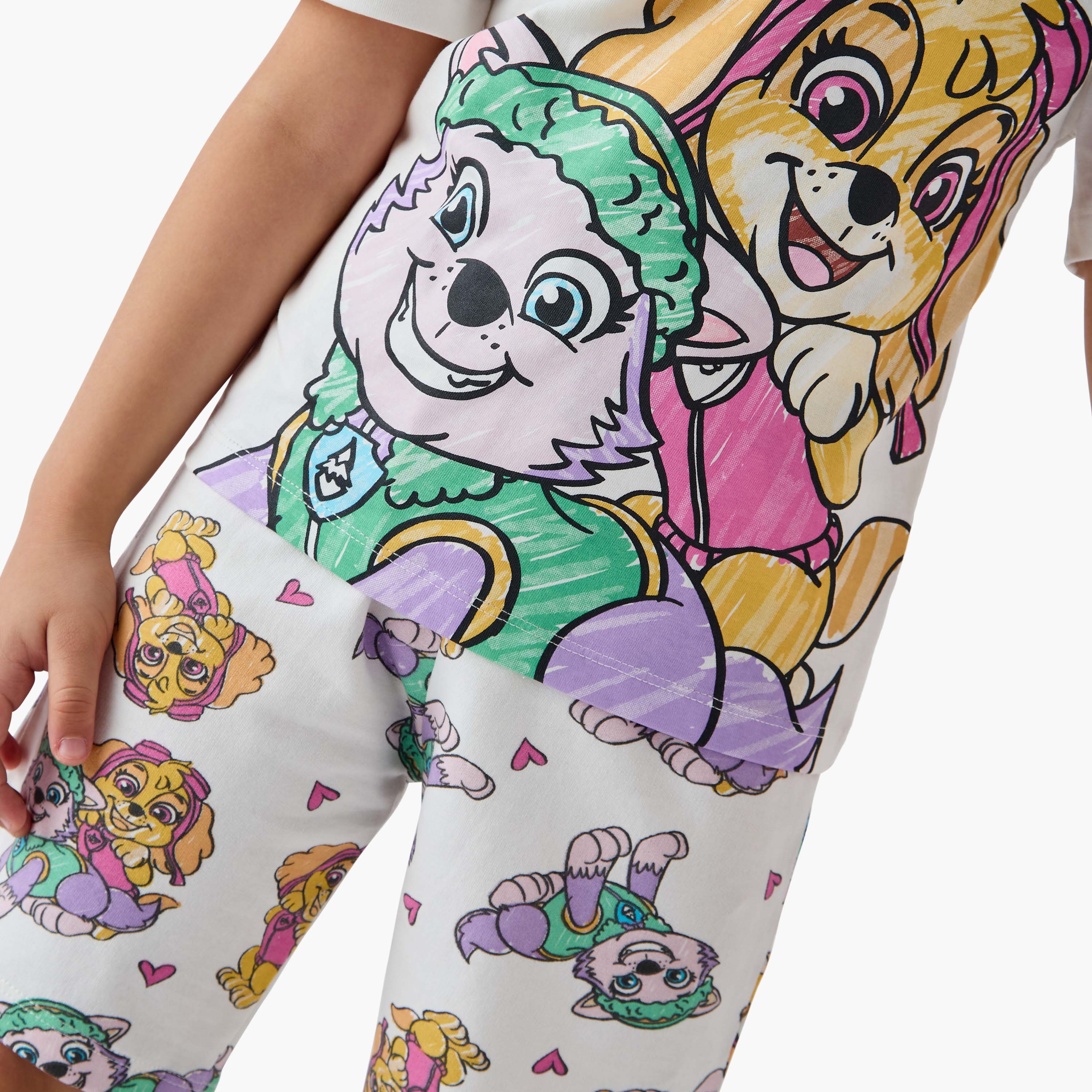 PAW Patrol Print T-shirt and Shorts Set-baby-girls-clothing-nightwear-pyjamasets-image-6