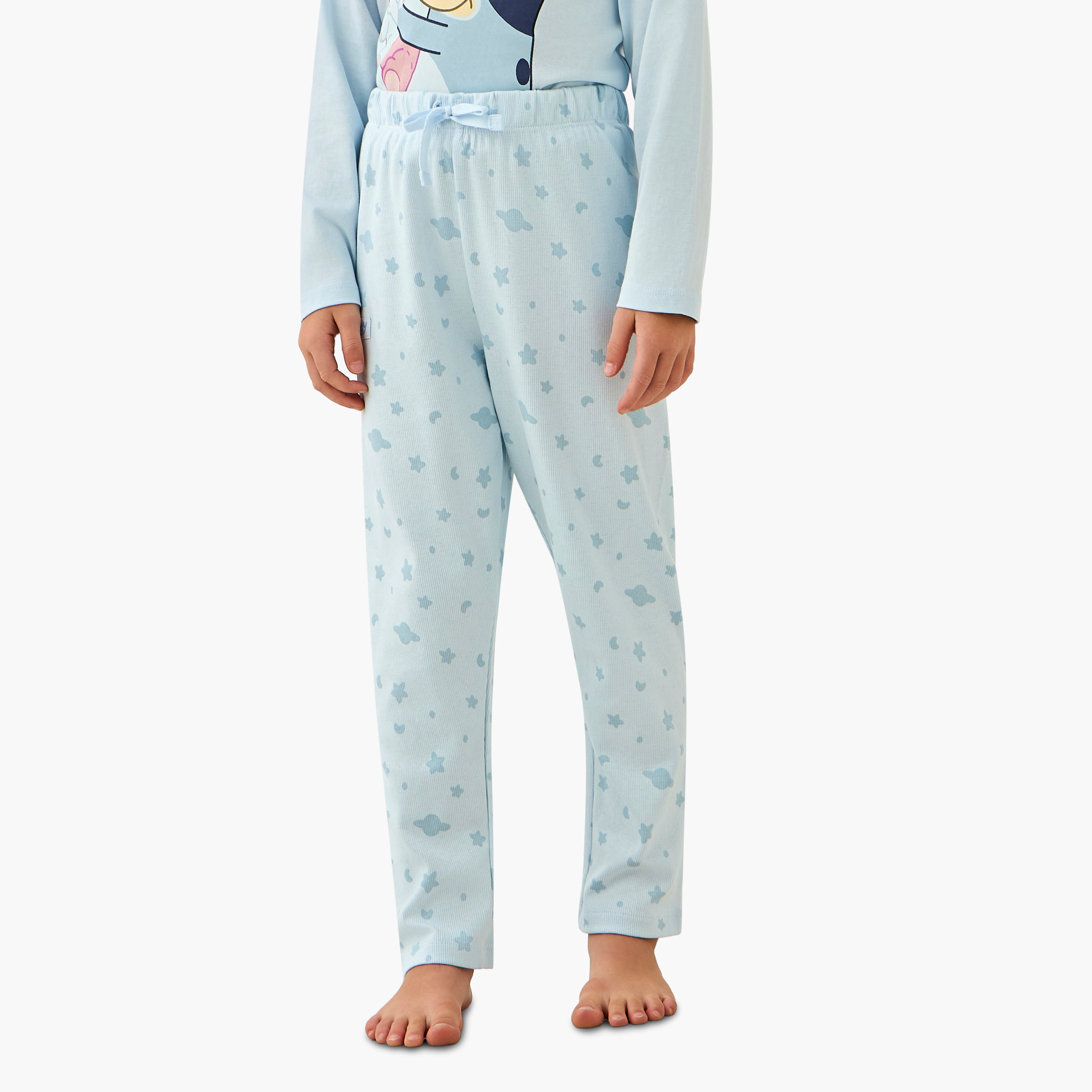 Bluey Cotton Crew Neck Long Sleeve Pyjama Set with Drawstring Closure-baby-girls-clothing-nightwear-pyjamasets-image-3