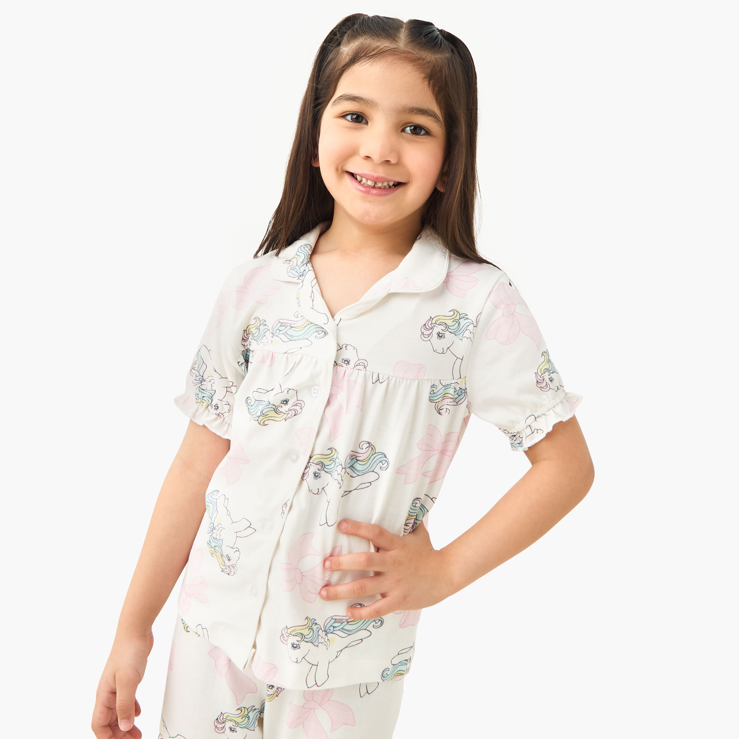 Hasbro My Little Pony Print Collared Shirt and Pyjama Set-girls-clothing-nightwear-image-2