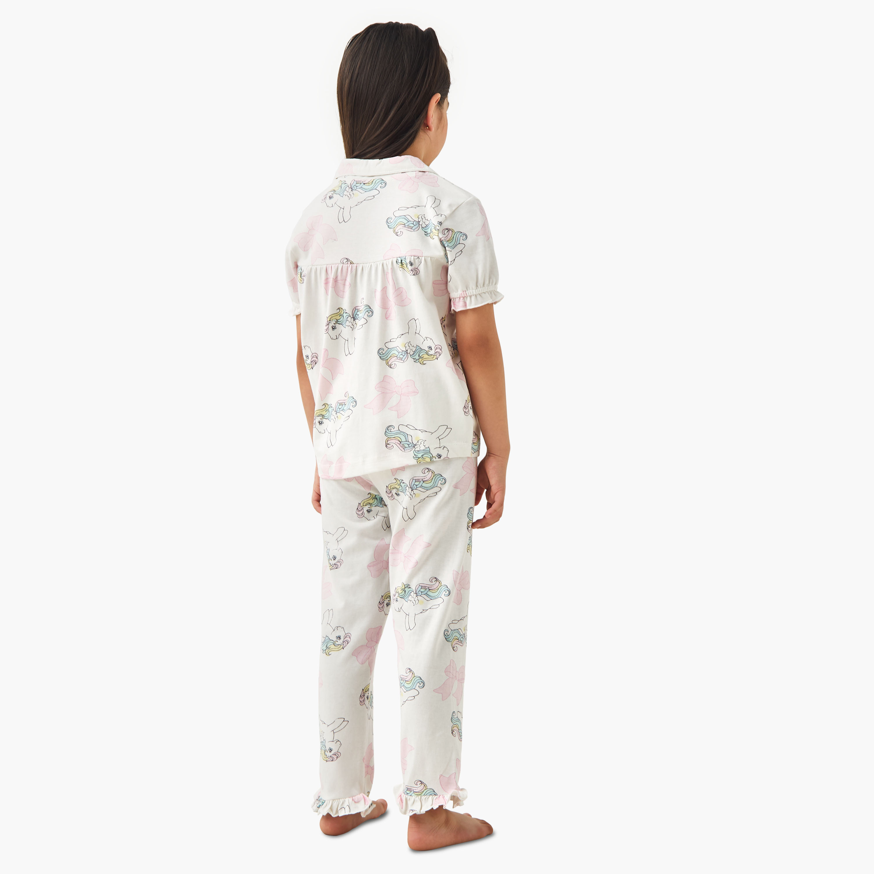 Hasbro My Little Pony Print Collared Shirt and Pyjama Set-girls-clothing-nightwear-image-3