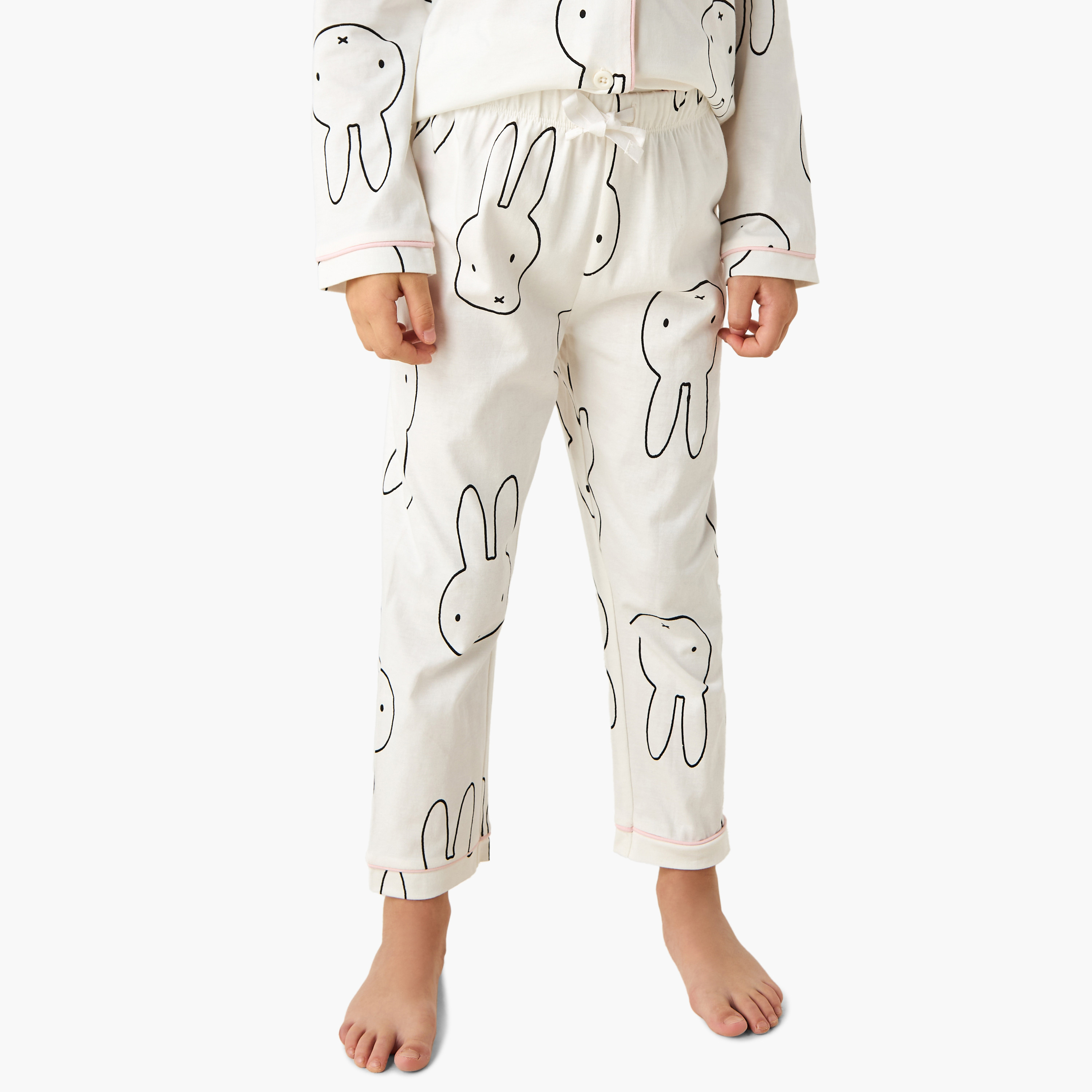 Miffy Girls Pyjama Set with Bunny Print - Cotton - Long Sleeve - Notch Collar-girls-clothing-nightwear-image-3