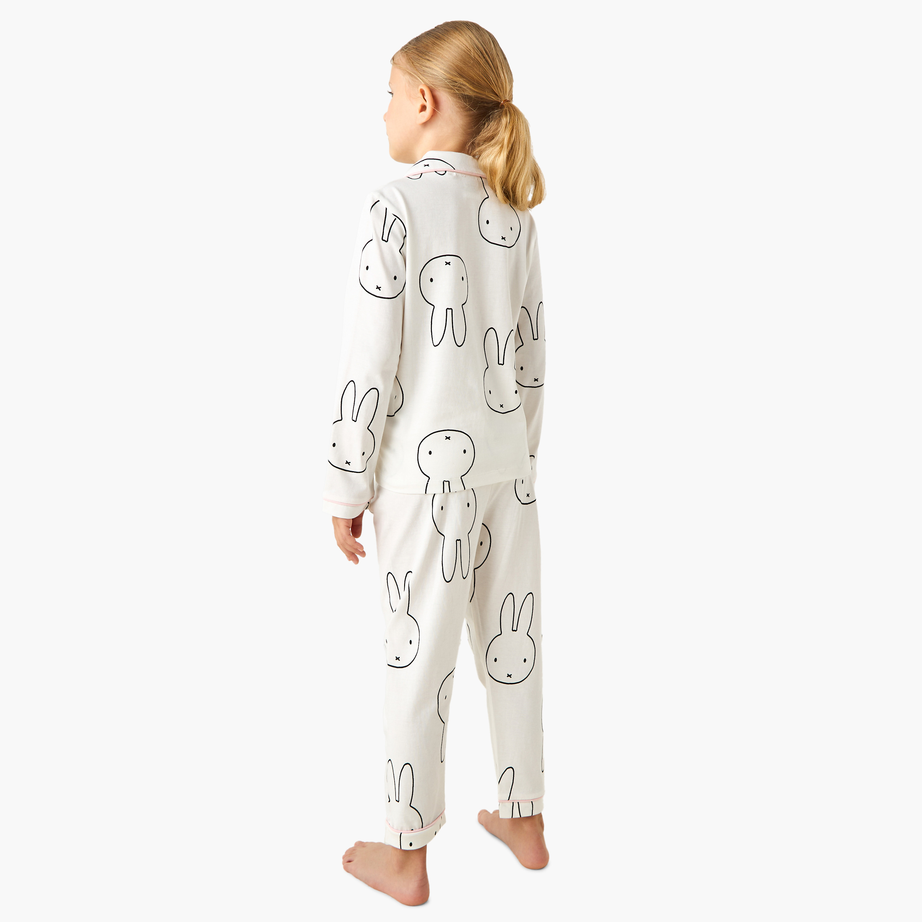 Miffy Girls Pyjama Set with Bunny Print - Cotton - Long Sleeve - Notch Collar-girls-clothing-nightwear-image-4