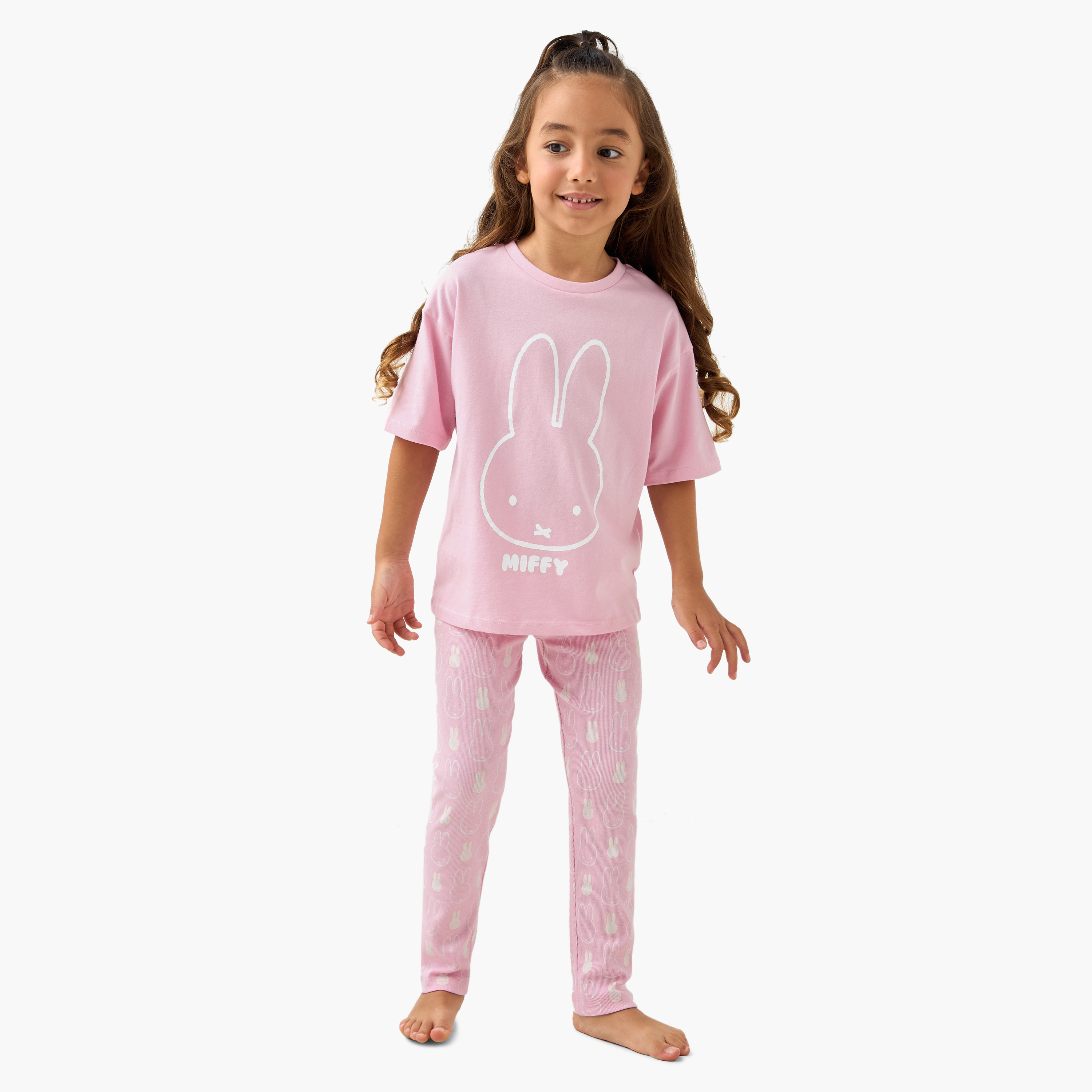 Miffy Print T-shirt and Pyjama Set-baby-girls-clothing-nightwear-pyjamasets-image-1