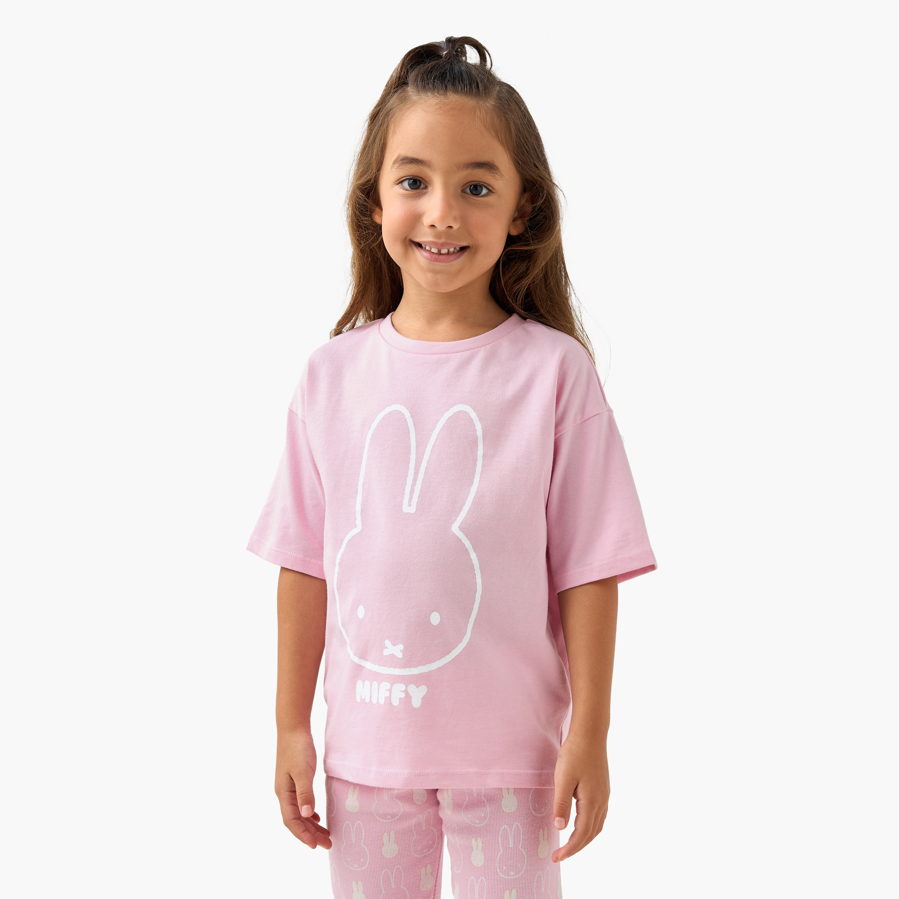 Miffy Print T-shirt and Pyjama Set-baby-girls-clothing-nightwear-pyjamasets-image-2