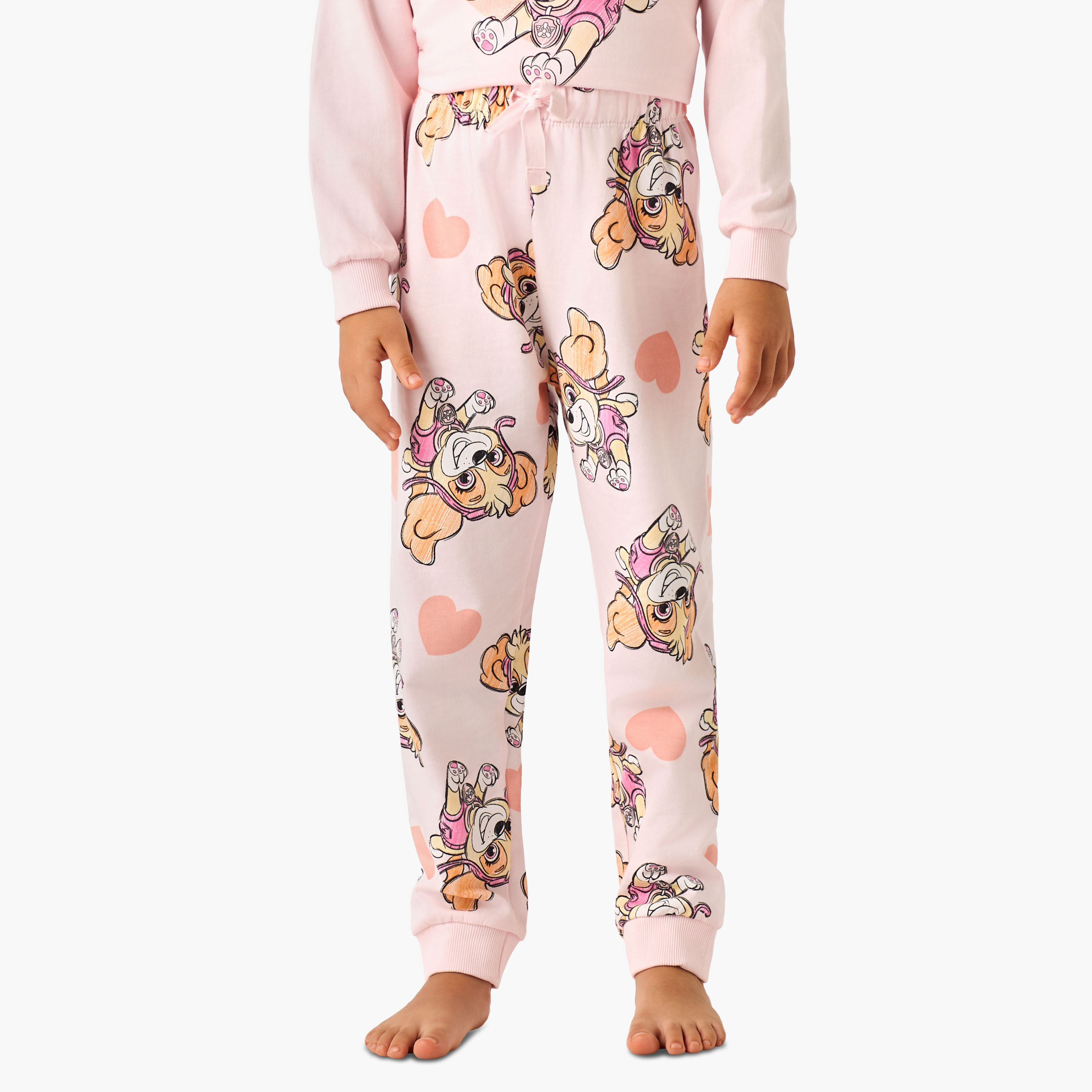 Cotton Crew Neck Long Sleeves Pyjama Set with Paw Patrol Print-baby-girls-clothing-winterwear-pyjamasets-image-3