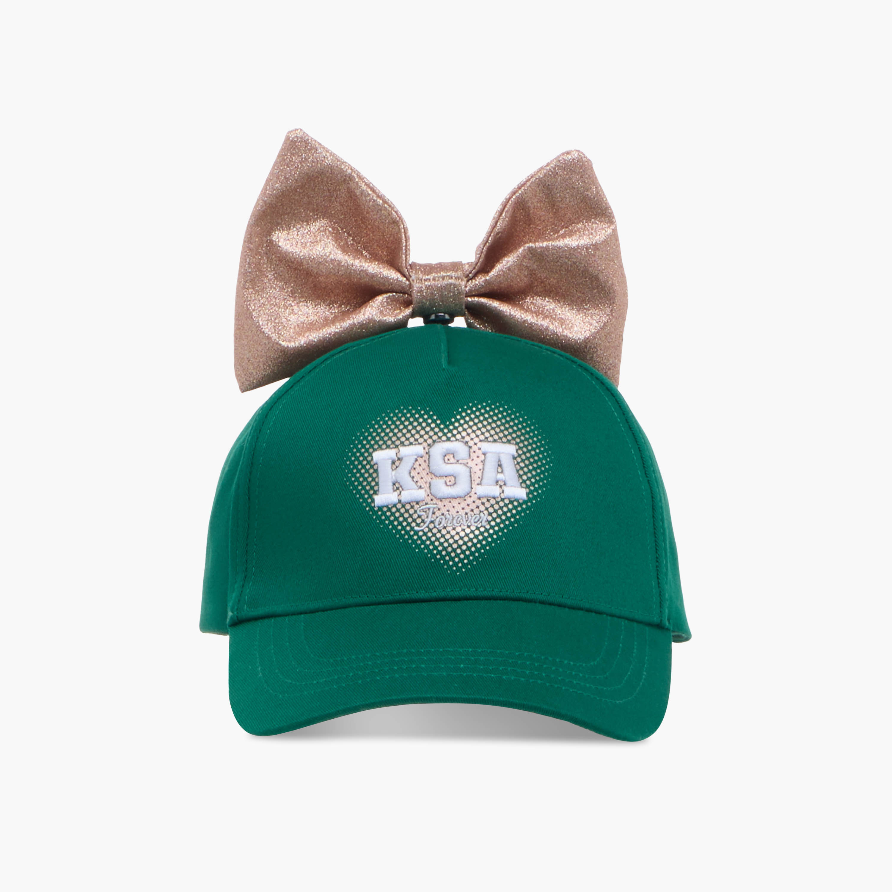 Juniors KSA National Day Embroidered Cap with Bow Accent-girls-accessories-caps-image-1