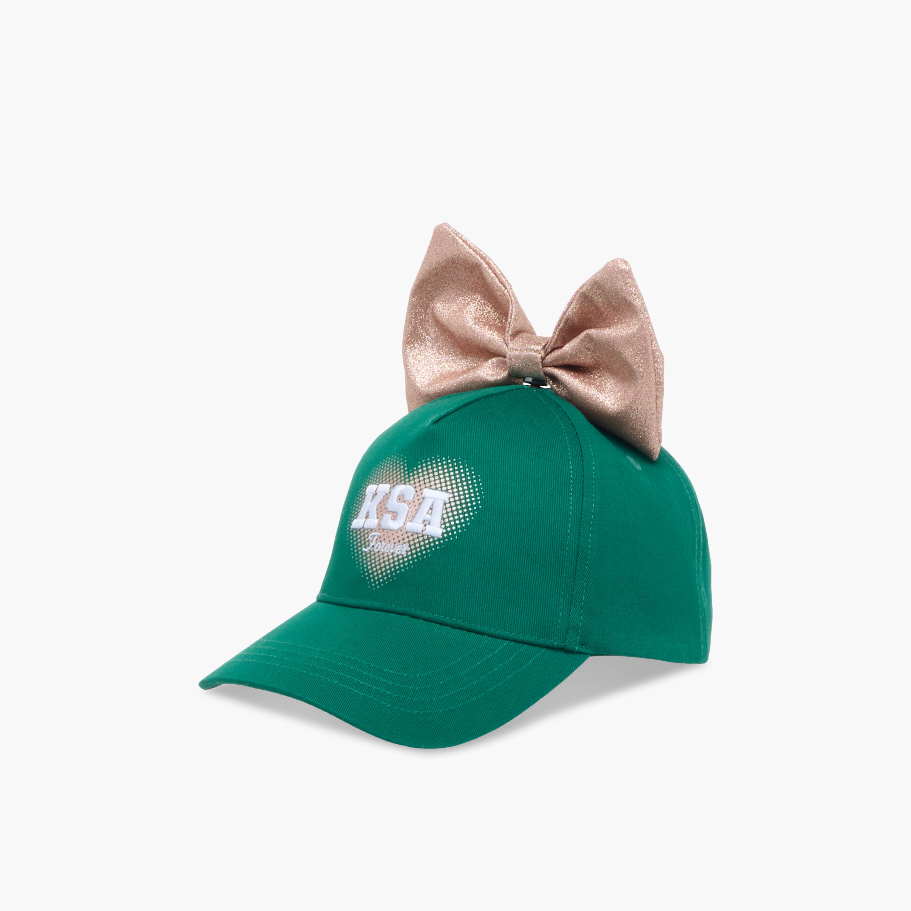 Juniors KSA National Day Embroidered Cap with Bow Accent-girls-accessories-caps-image-2