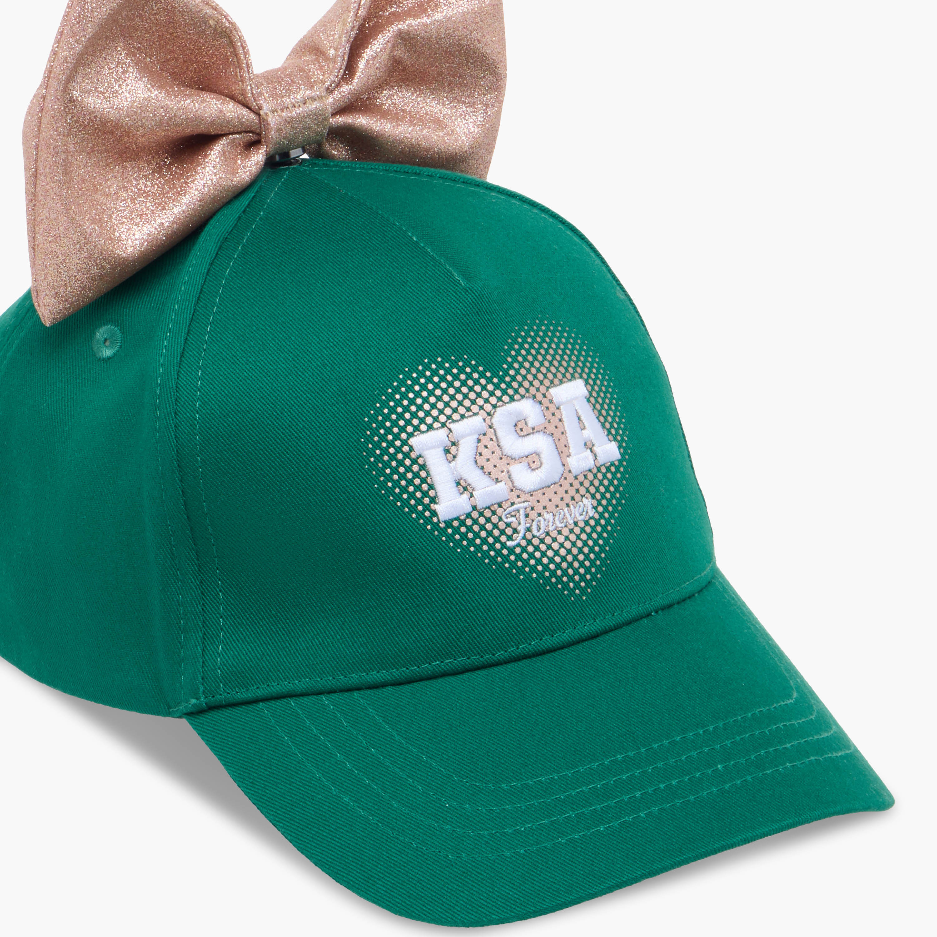 Juniors KSA National Day Embroidered Cap with Bow Accent-girls-accessories-caps-image-6