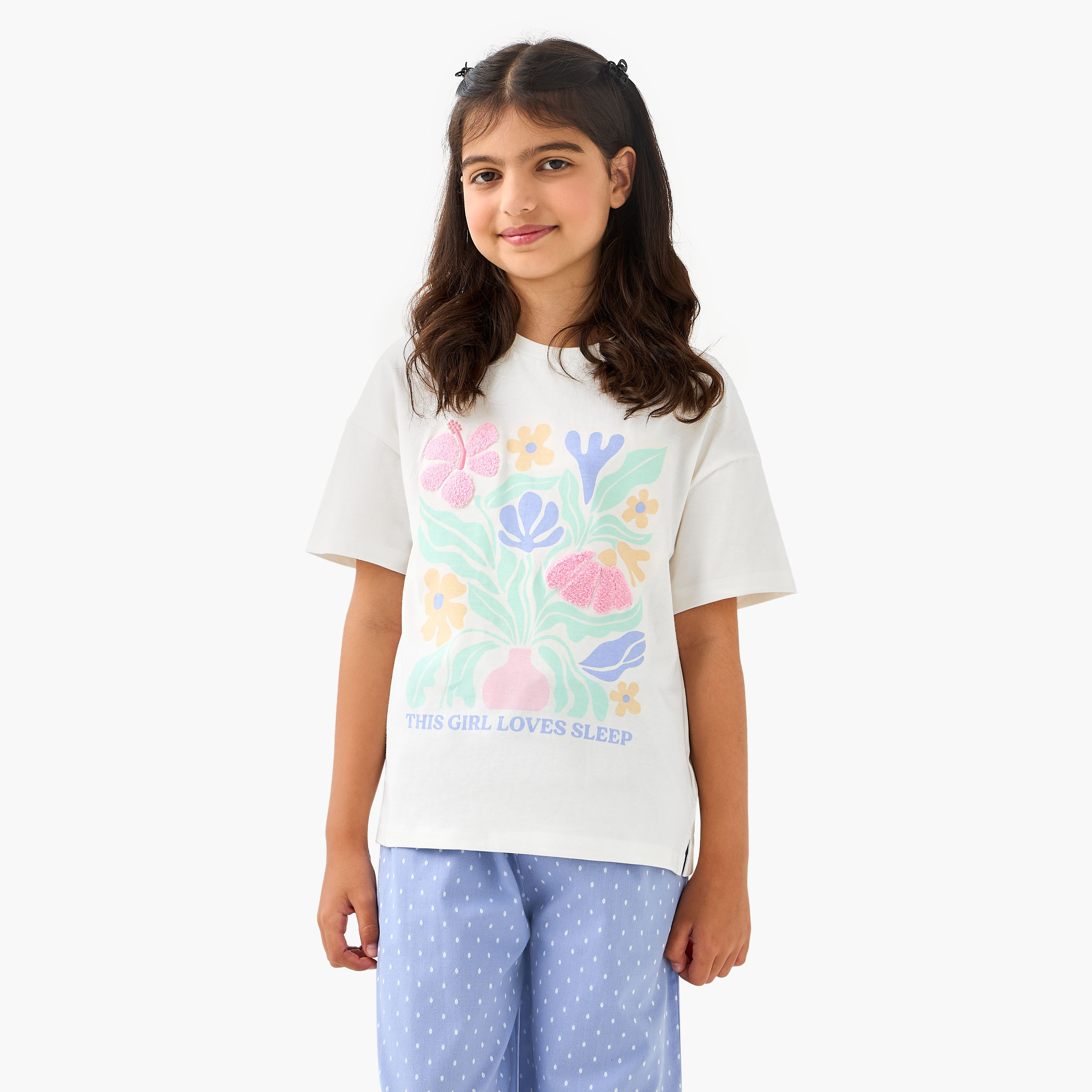 Juniors Printed T-shirt and Pyjama Set-girls-clothing-nightwear-image-2