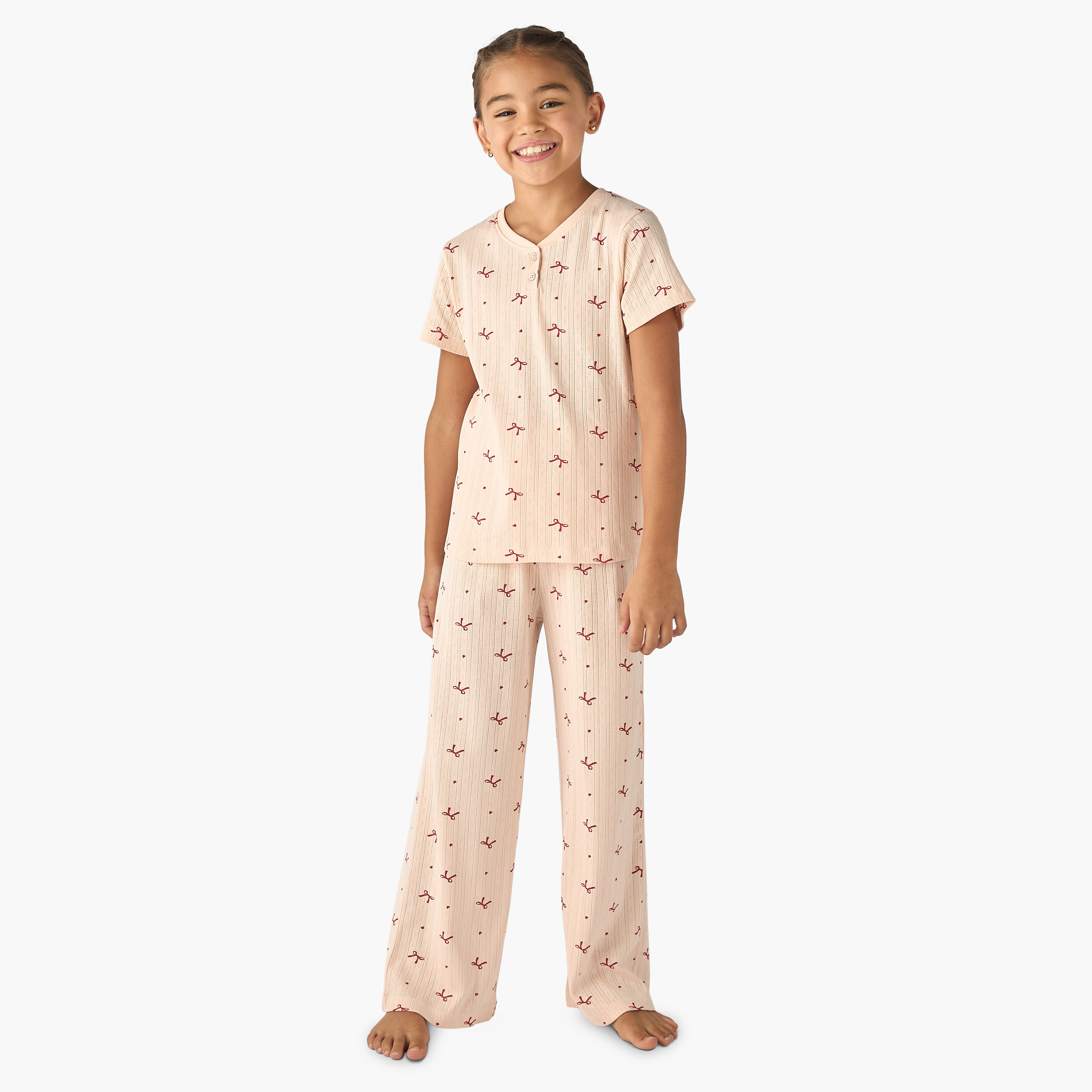 طقم بنطلون بيجاما وبلوزة بطبعات فيونكة من جونيورز-girls-clothing-nightwear-image-1